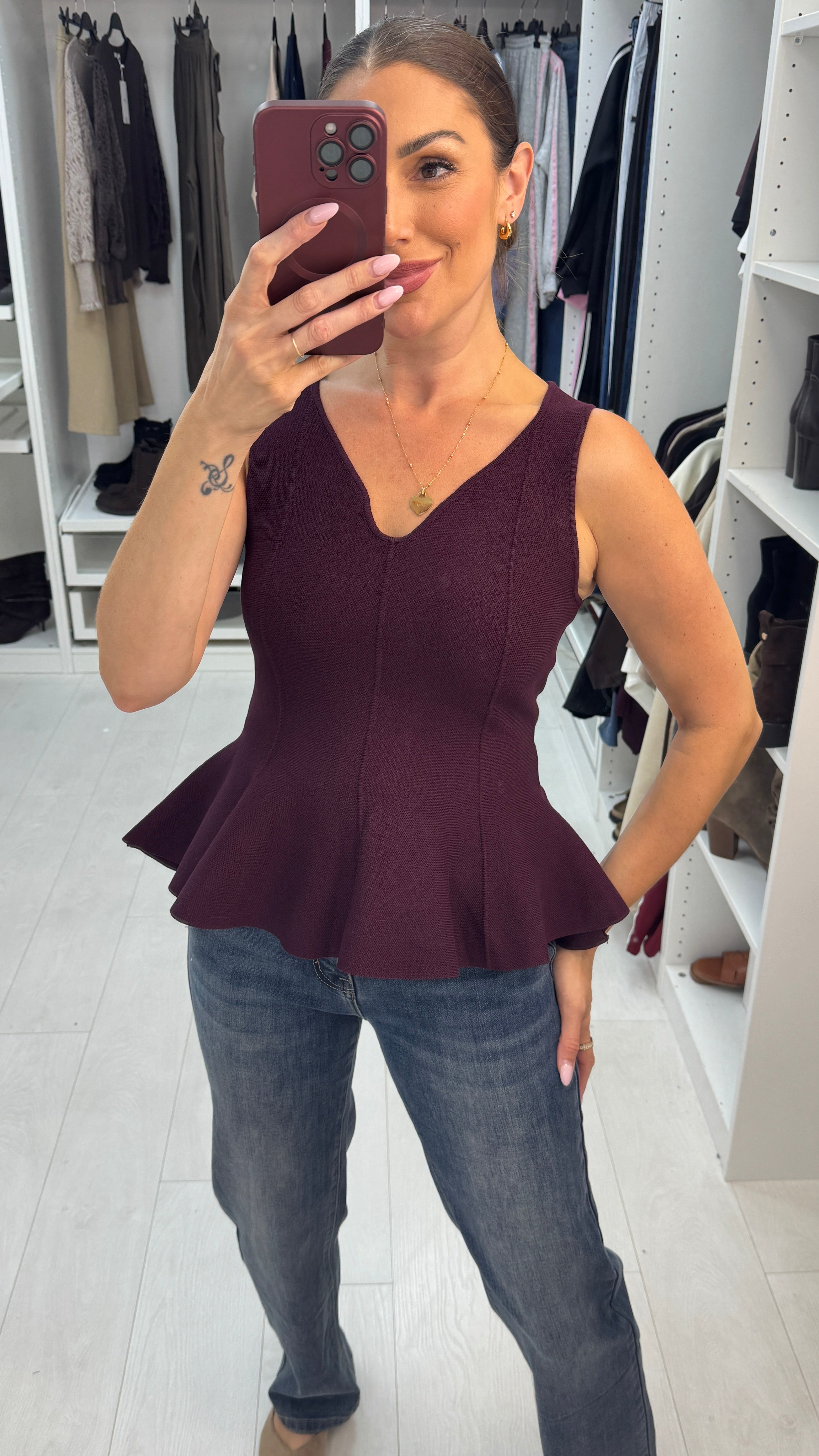 Zaynah V Neck Peplum Top