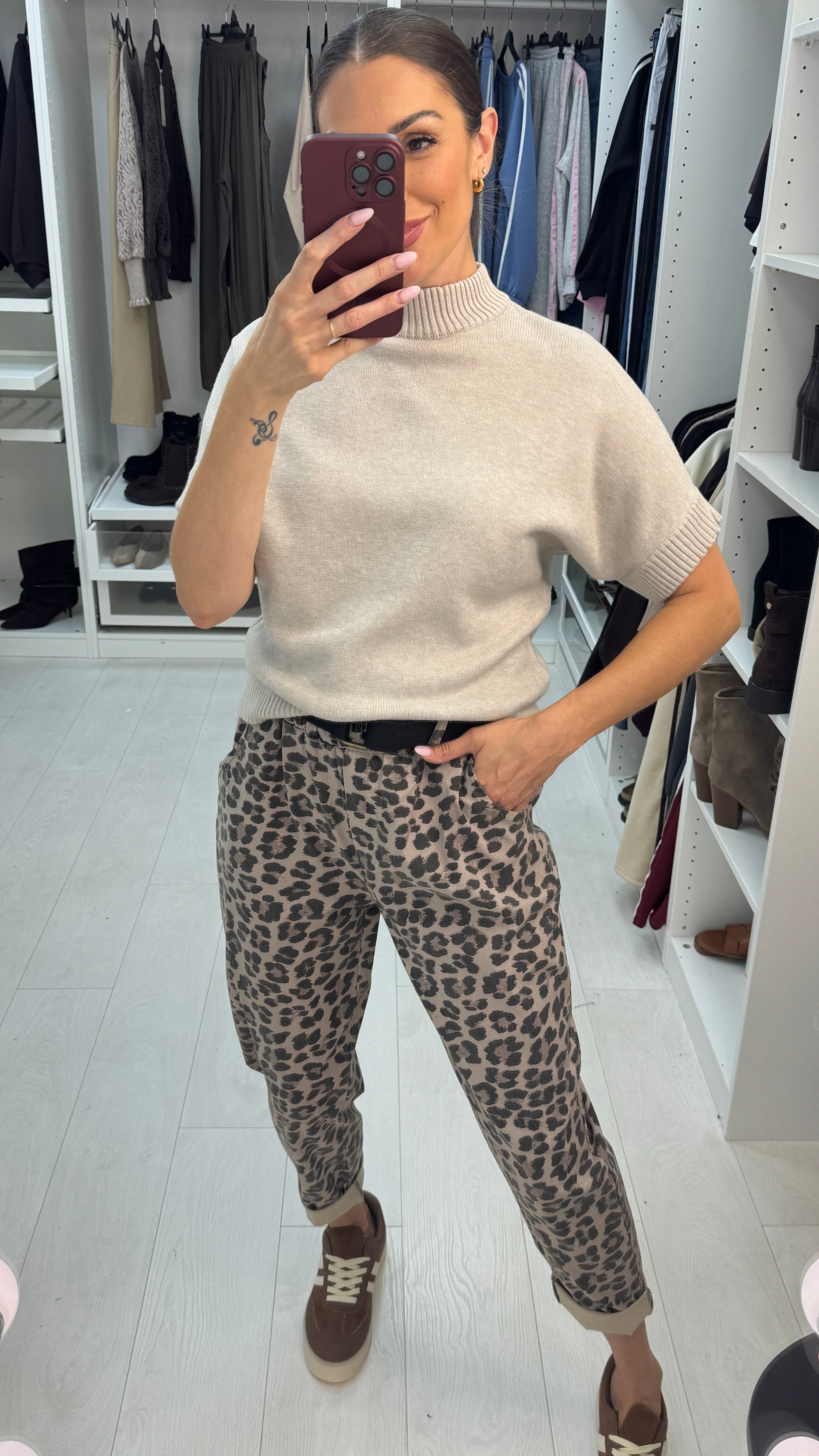 Priscila Leopard Print Belted Trousers