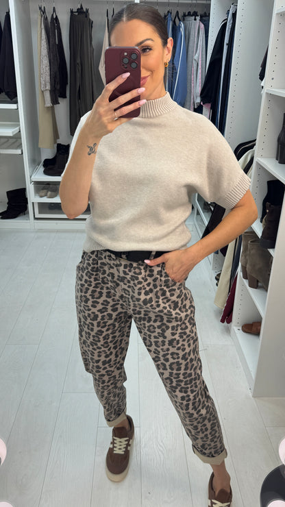 Priscila Leopard Print Belted Trousers