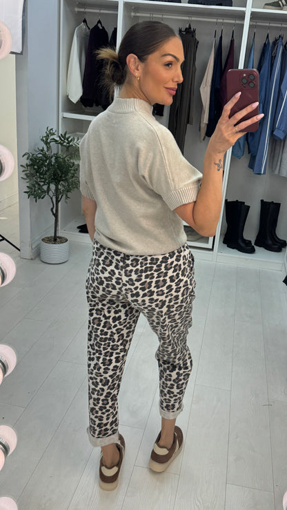 Priscila Leopard Print Belted Trousers