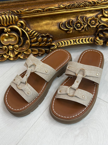 Pippa Double Strap Metallic Detail Sliders