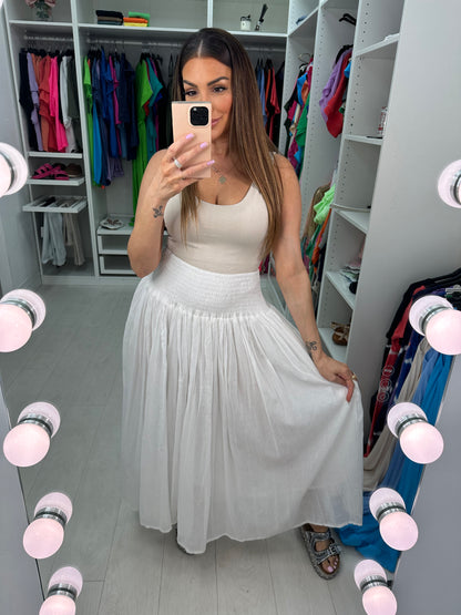 Stefanie Plain Elasticated High Waist Maxi Skirt