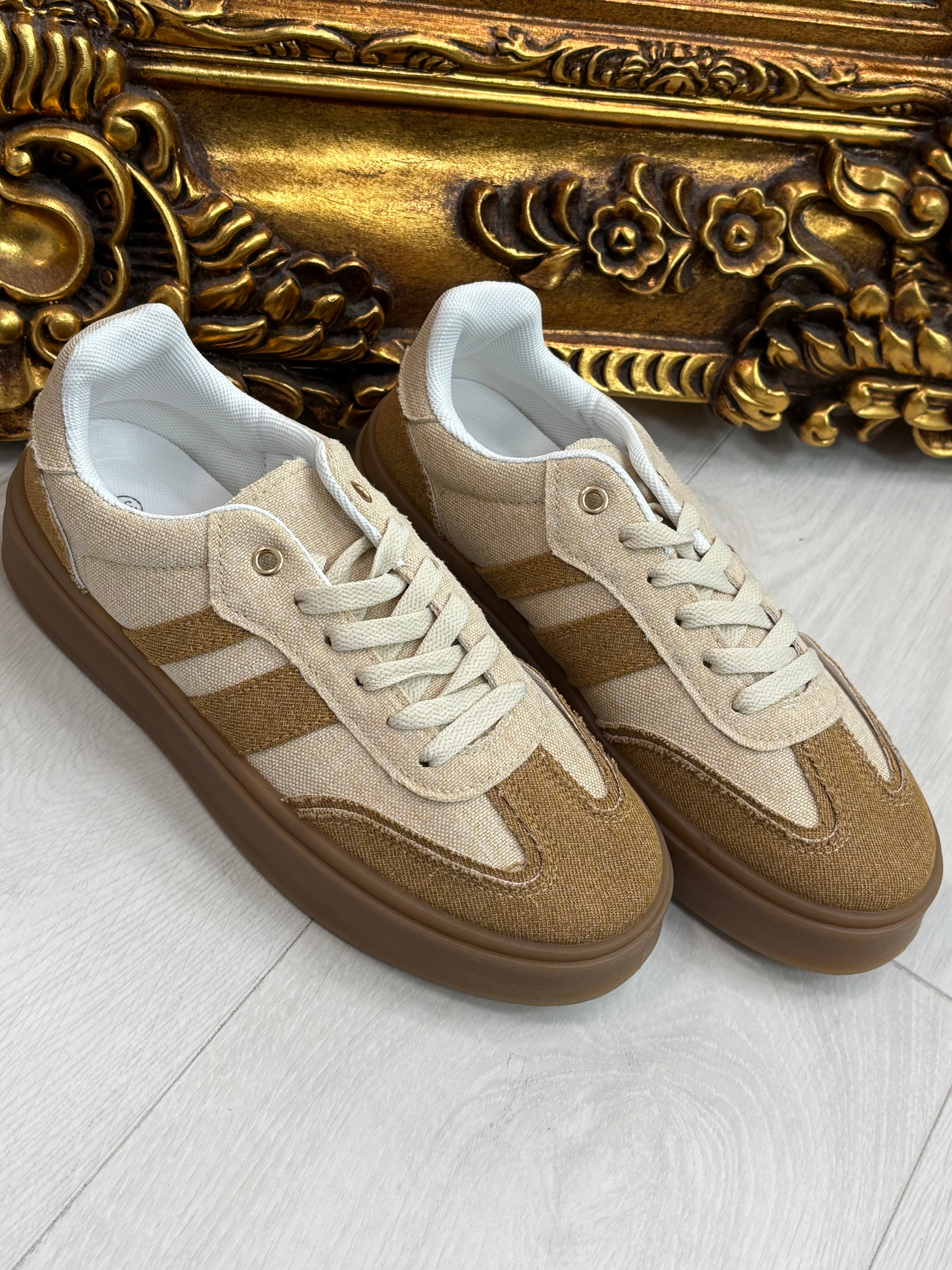 Isabelle Stripe Detail Canvas Trainers