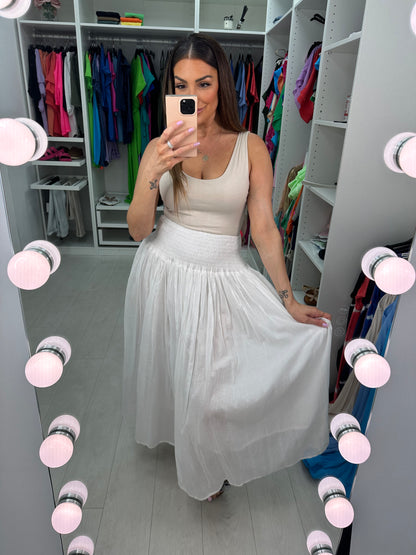 Stefanie Plain Elasticated High Waist Maxi Skirt