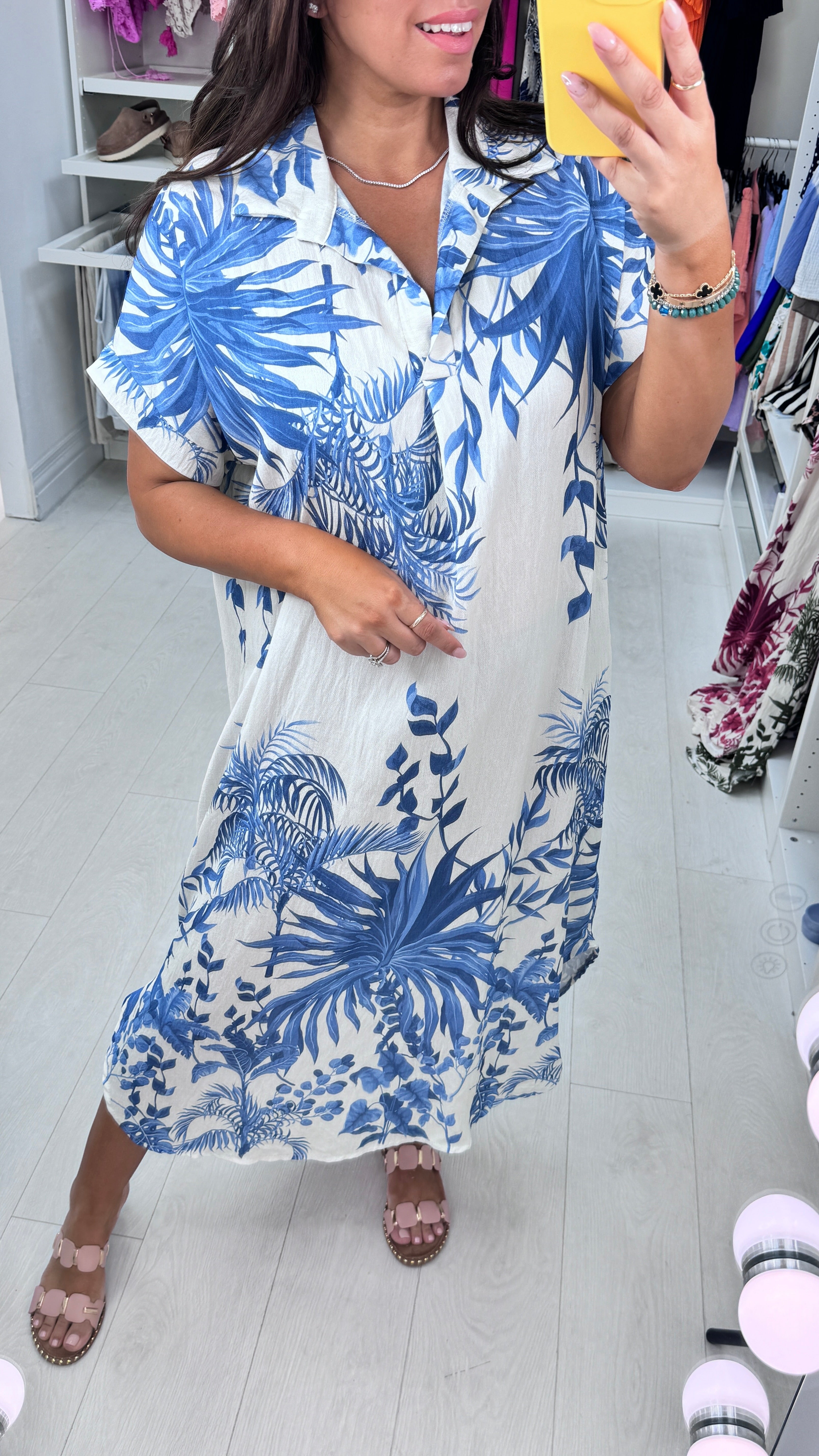 Philomena Leaf Pattern Crepe Maxi Dress