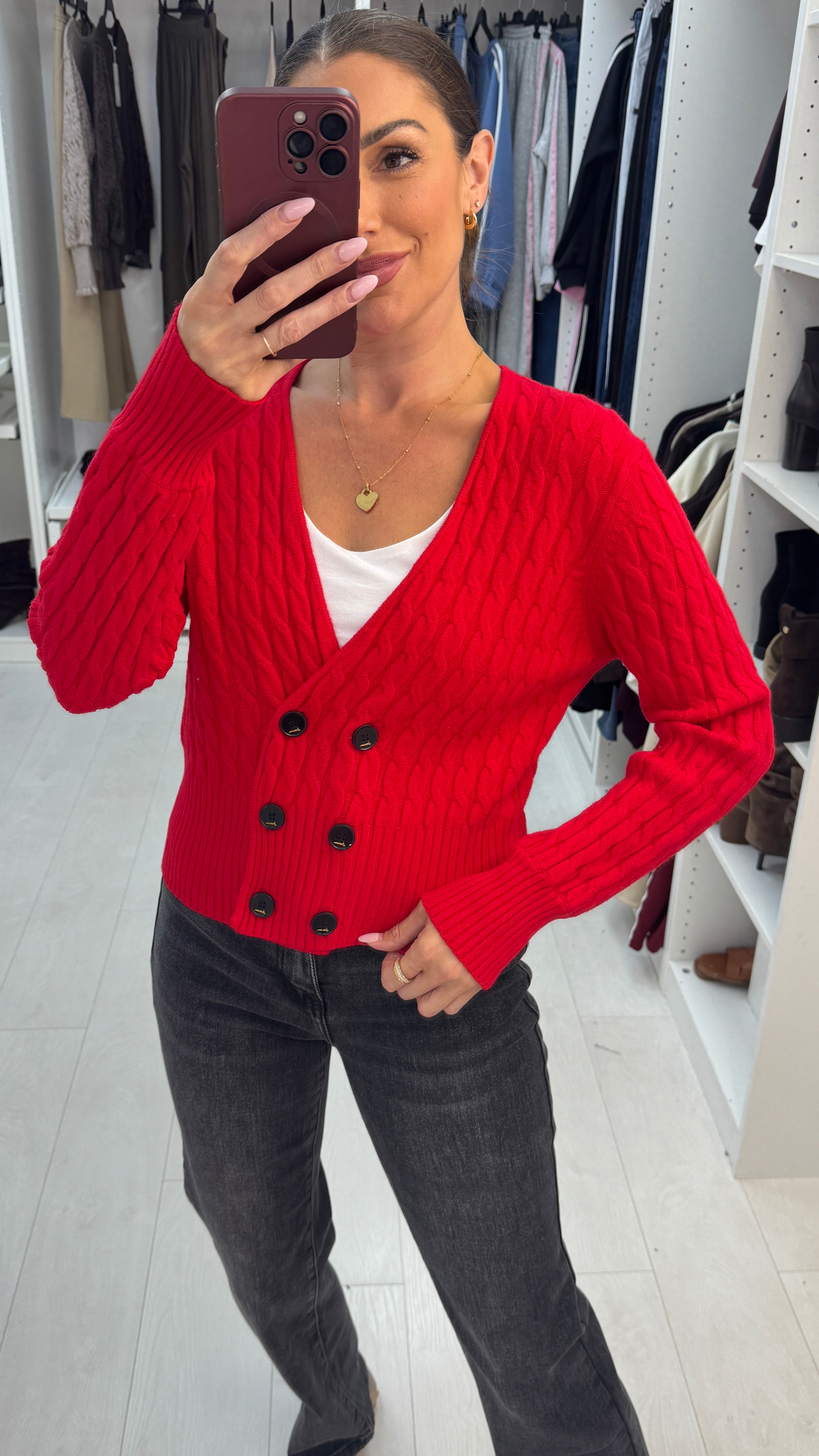 Alexa Plain Cable Knit Cardigan