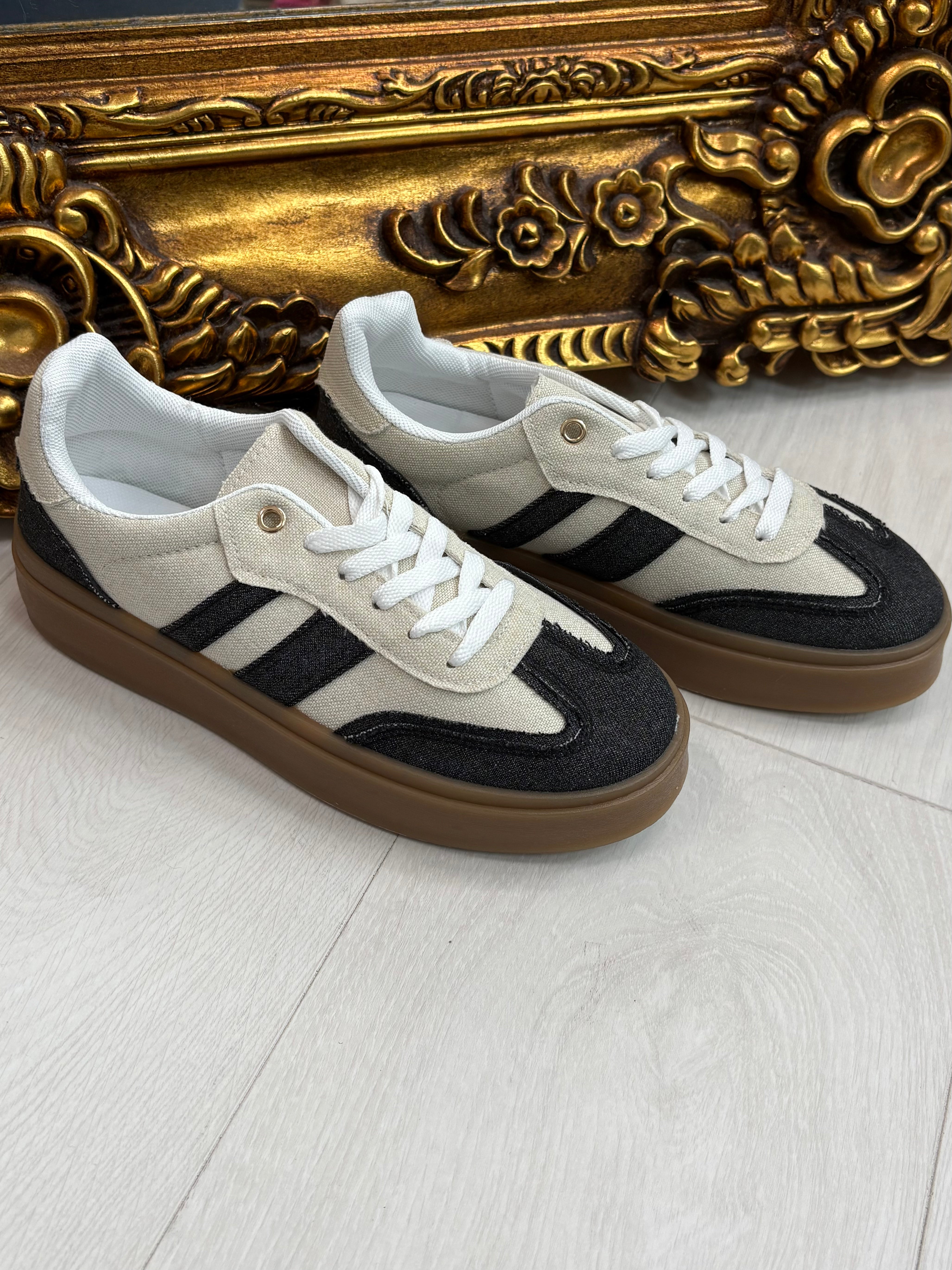 Isabelle Stripe Detail Canvas Trainers