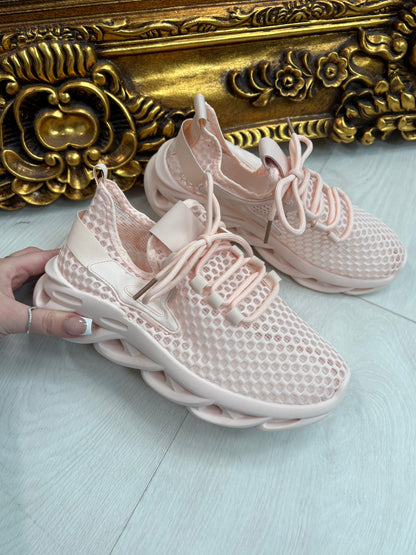 Clara Plain Mesh Detailed Platform Trainers