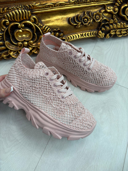 Talia Floral Crochet Detailed Chunky Platform Trainers