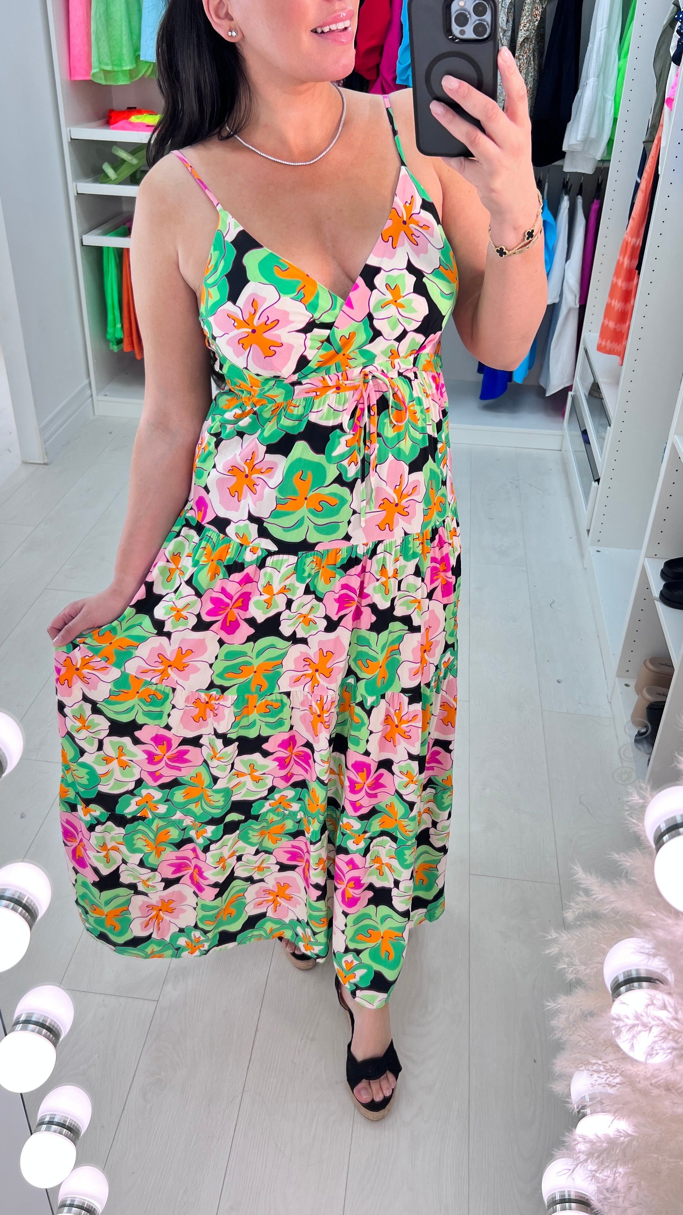 Puli Floral Print Tie Waist Maxi Dress