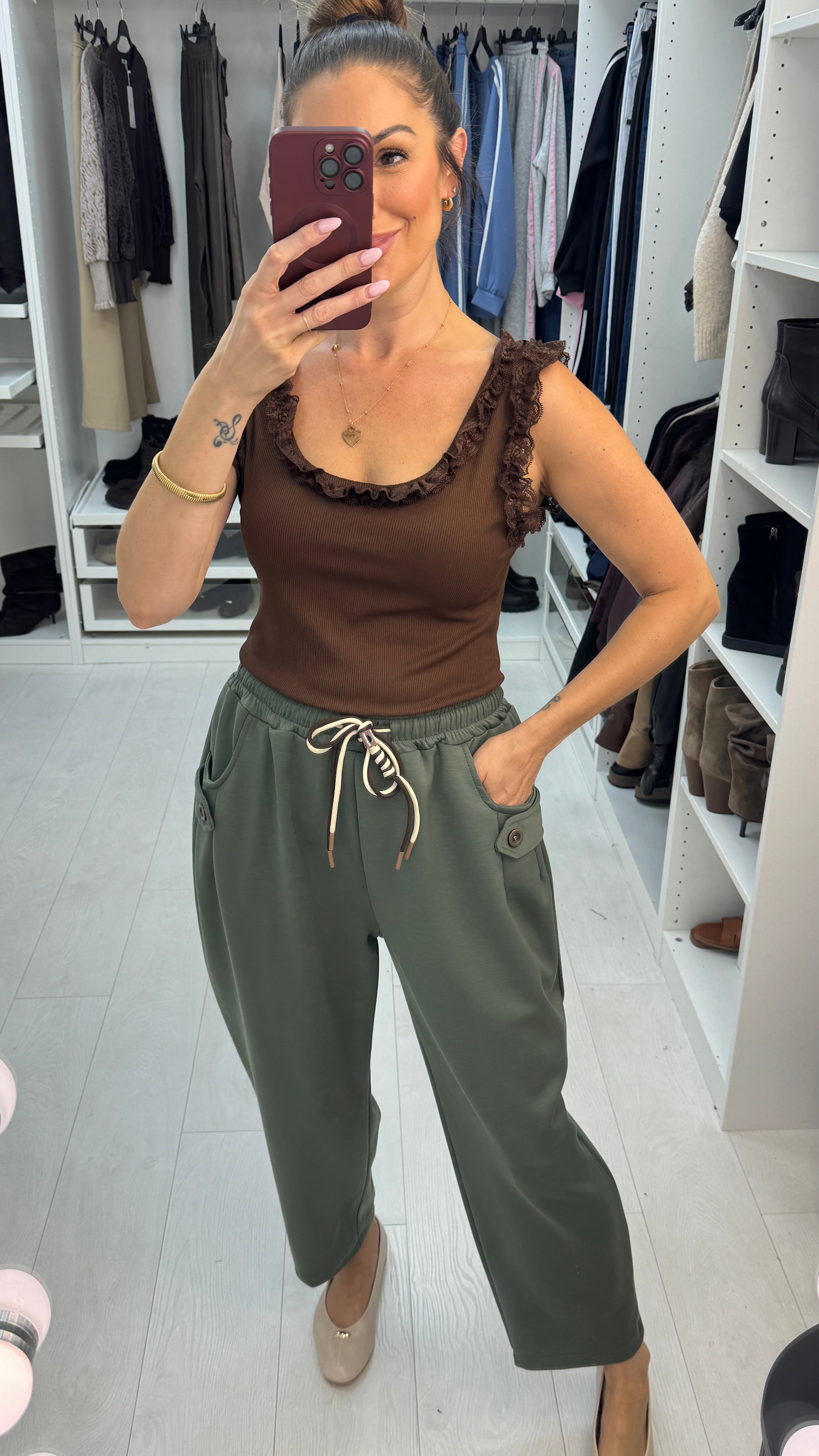 Roselyn Plain Elasticated Waist Wide Leg Joggers