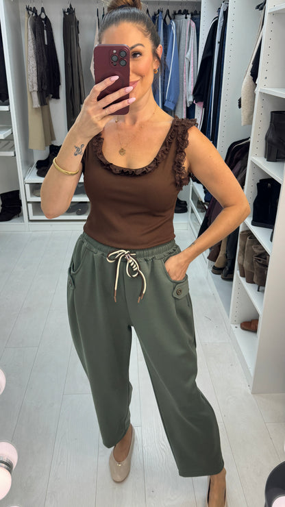 Roselyn Plain Elasticated Waist Wide Leg Joggers