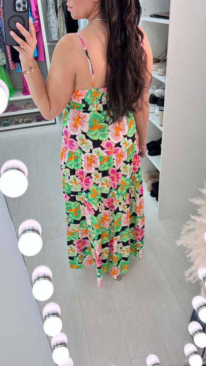 Puli Floral Print Tie Waist Maxi Dress