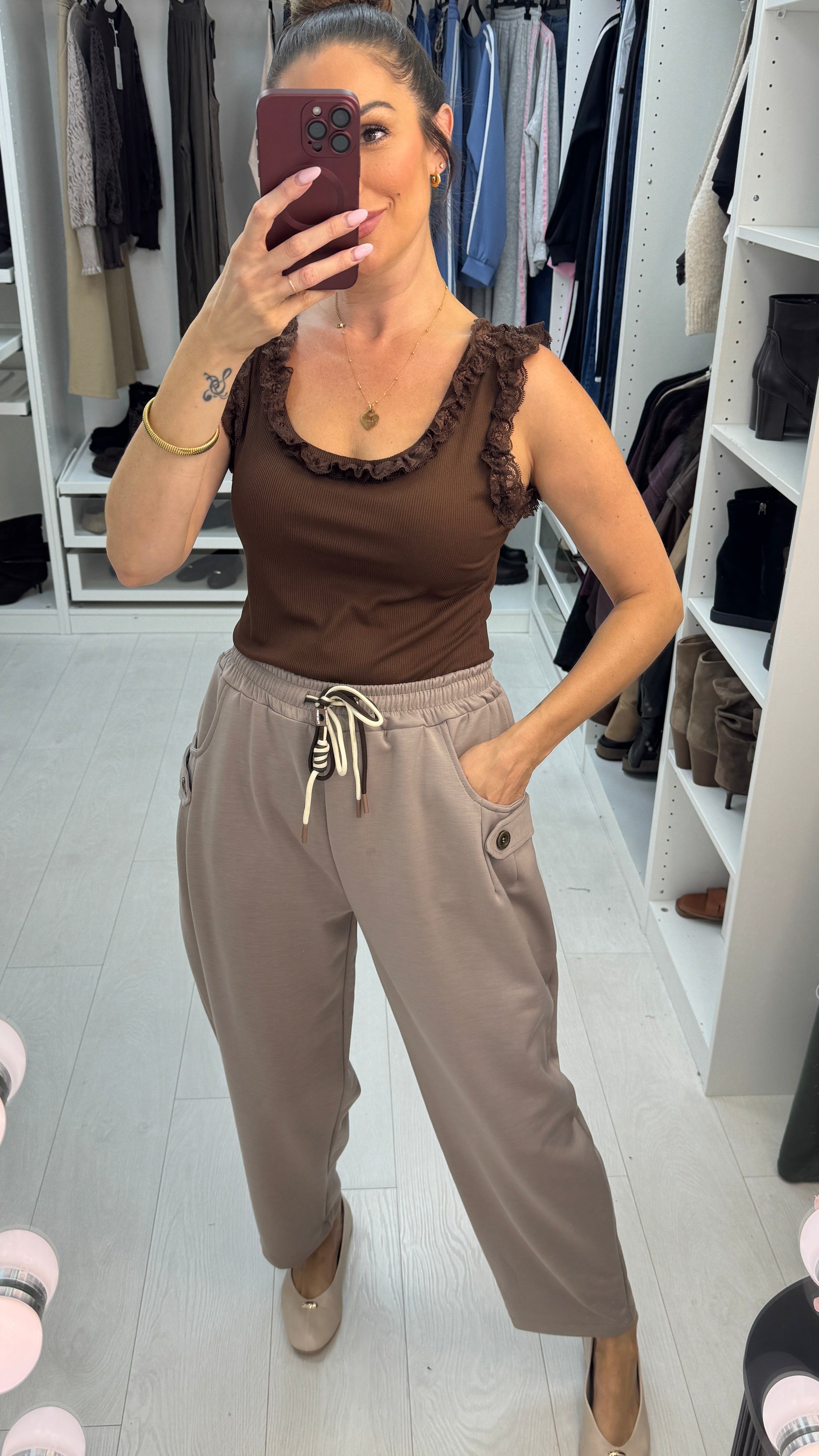 Roselyn Plain Elasticated Waist Wide Leg Joggers