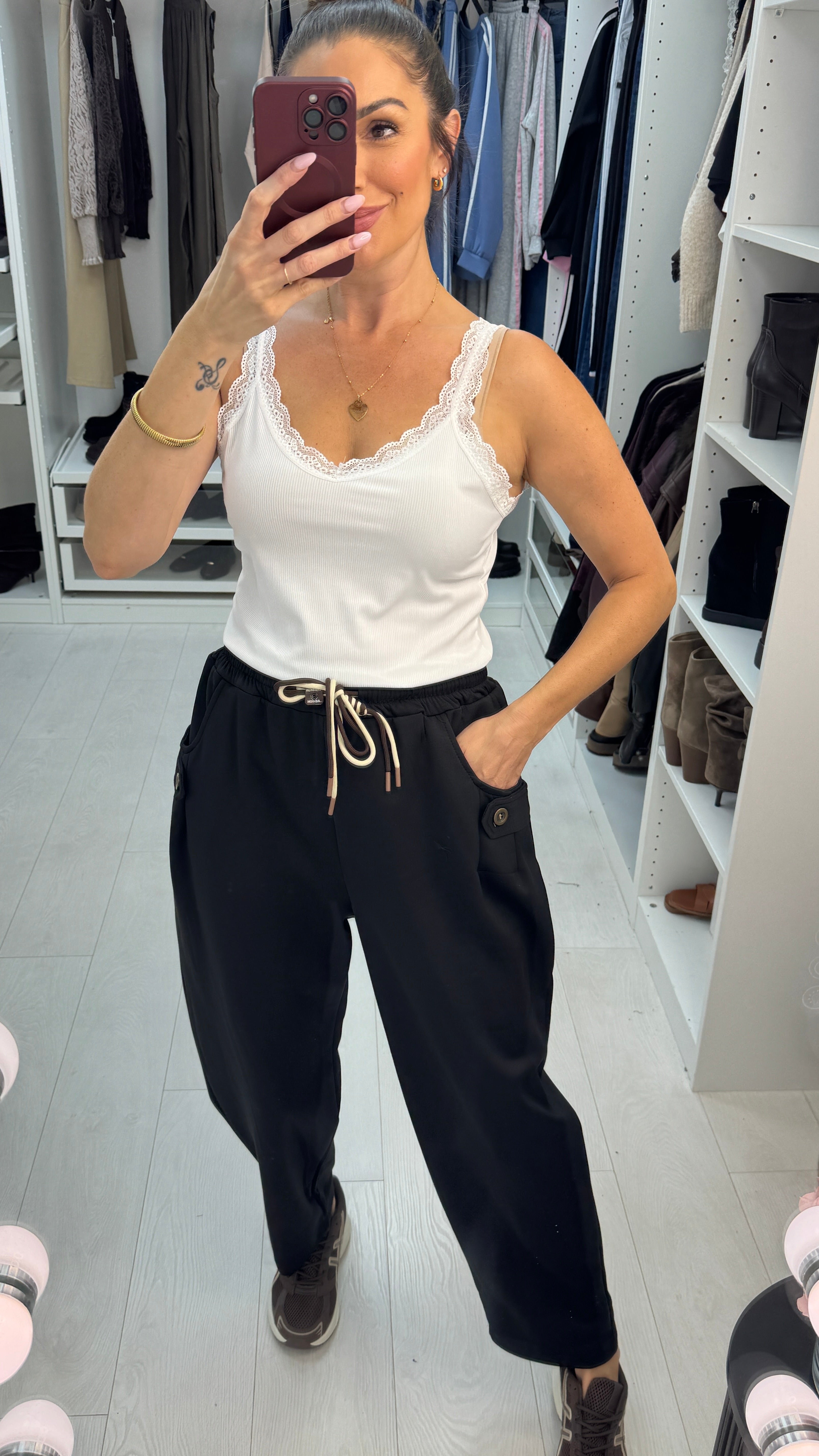 Roselyn Plain Elasticated Waist Wide Leg Joggers