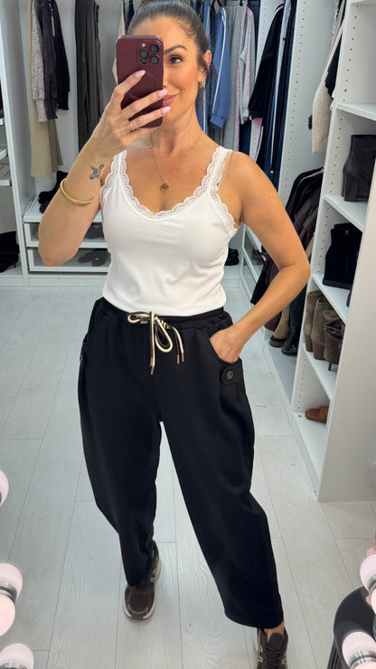 Roselyn Plain Elasticated Waist Wide Leg Joggers