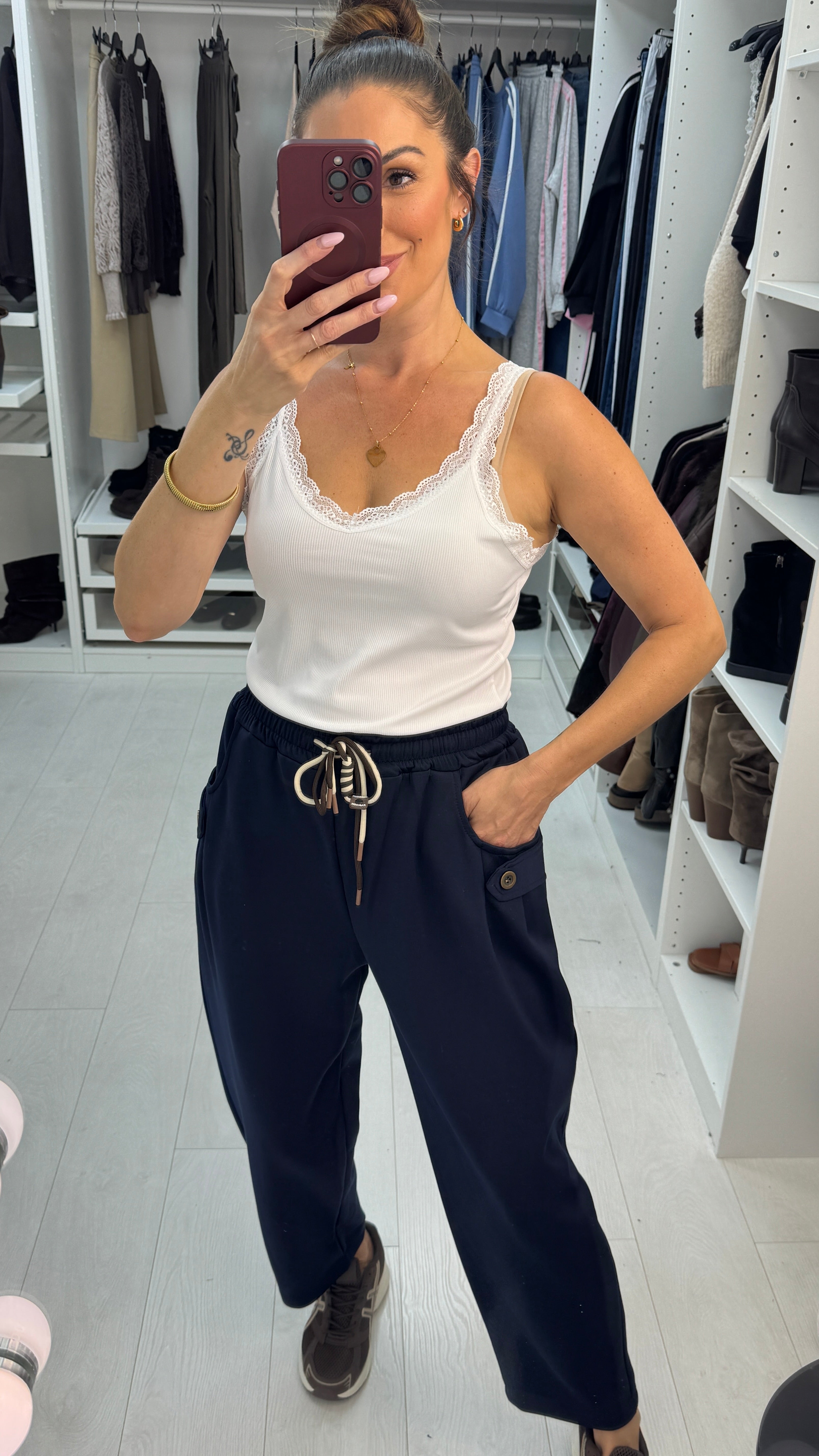 Roselyn Plain Elasticated Waist Wide Leg Joggers