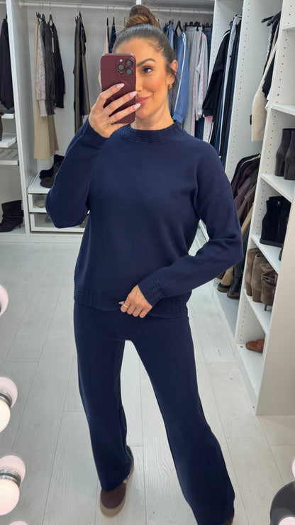 Remie Plain Textured Hem Loungewear Set