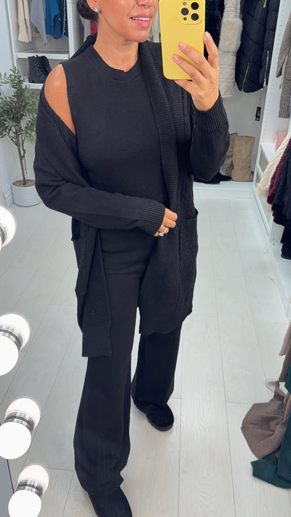 Candece Plain Cable Knit 3 Piece Loungewear Set