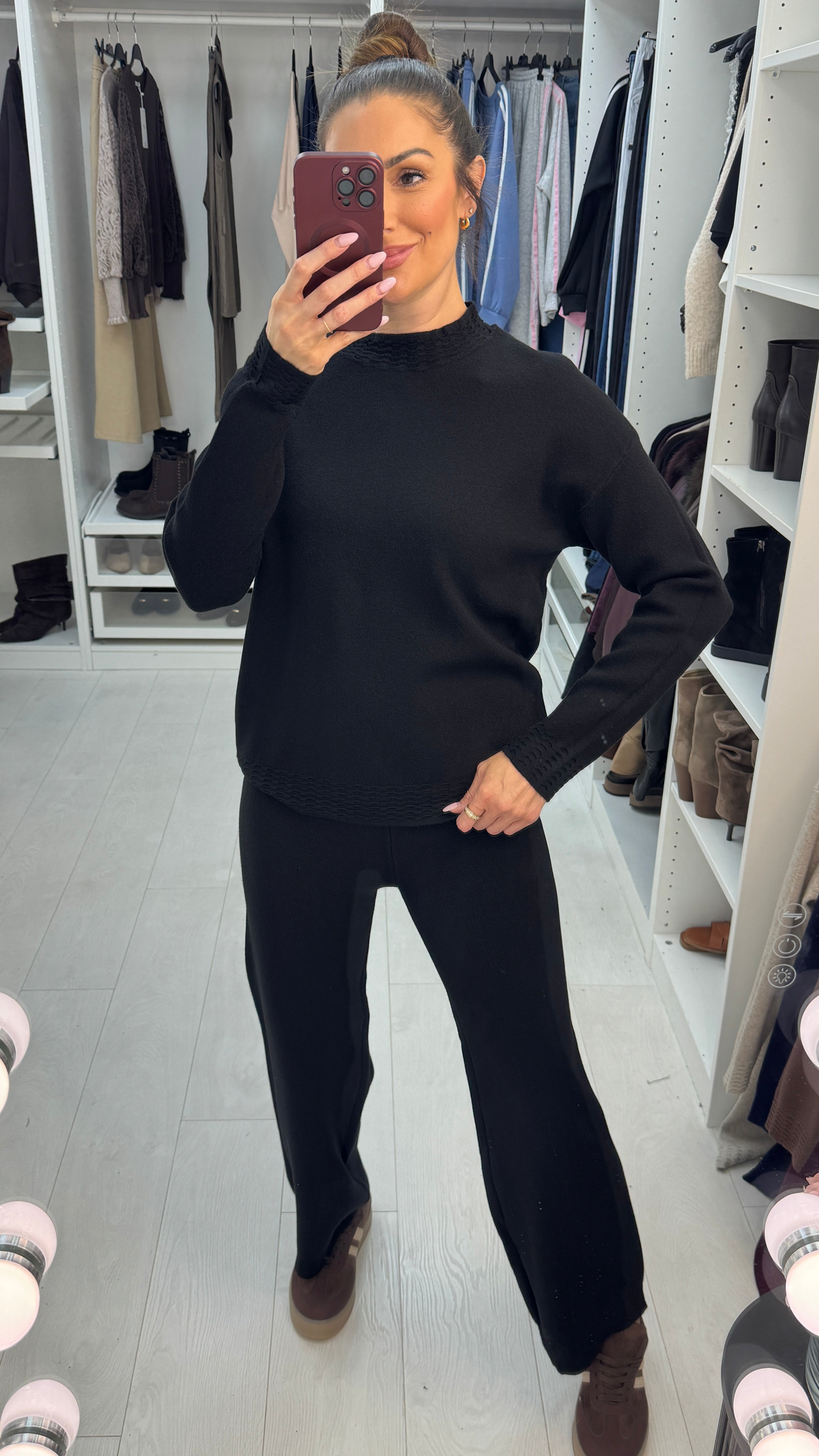 Remie Plain Textured Hem Loungewear Set