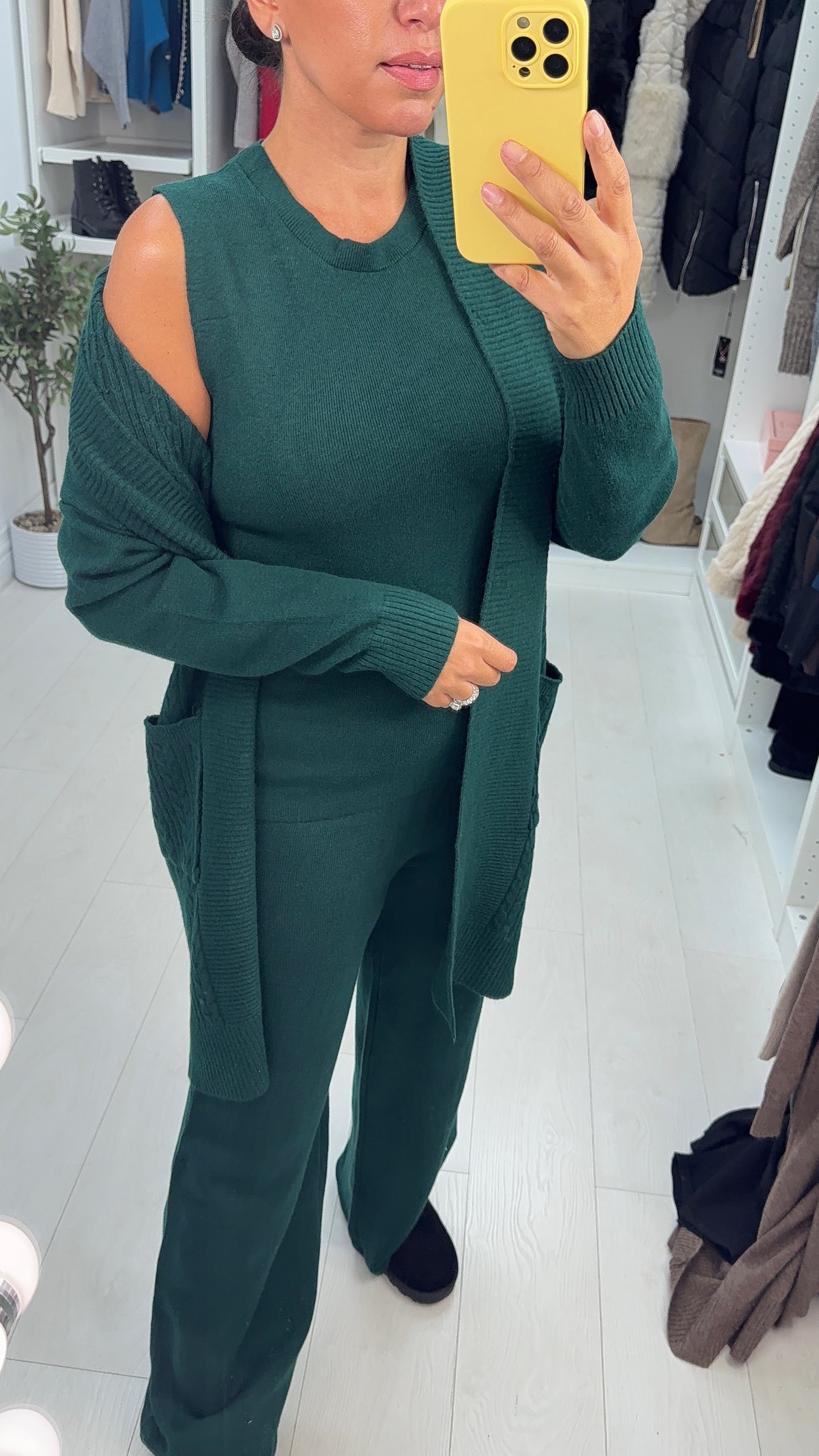 Candece Plain Cable Knit 3 Piece Loungewear Set