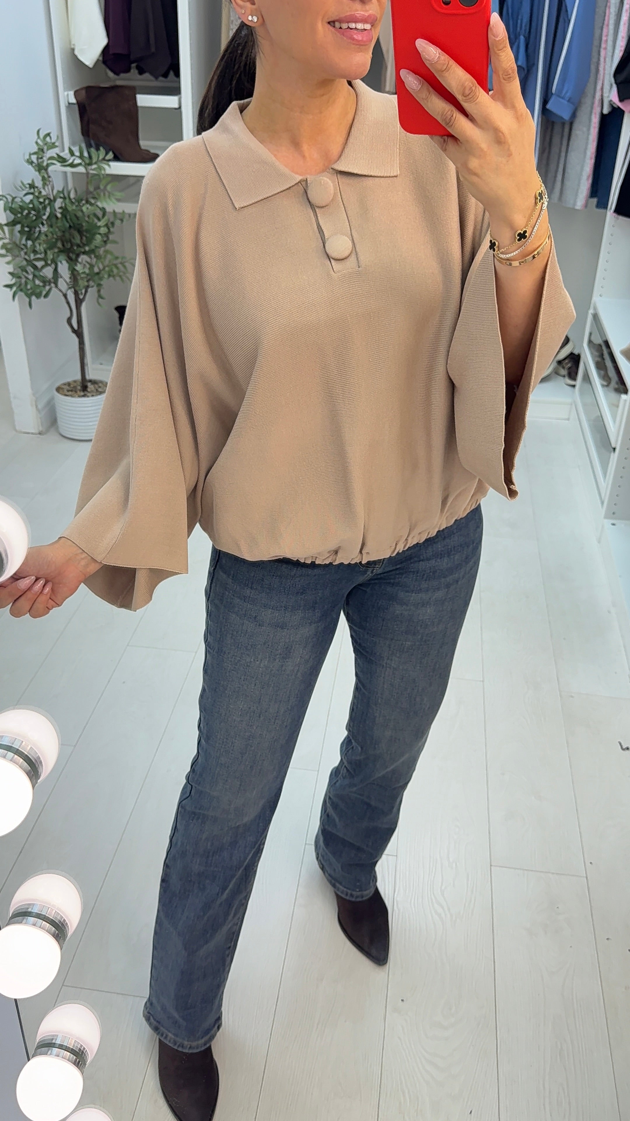 Saliana Plain Bubble Hem Batwing Jumper