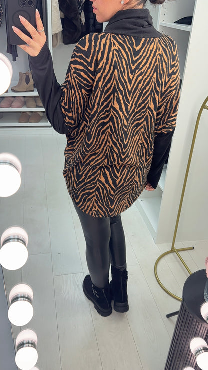 Leilani Animal Print Loose Fit Cowl Neck Jumper