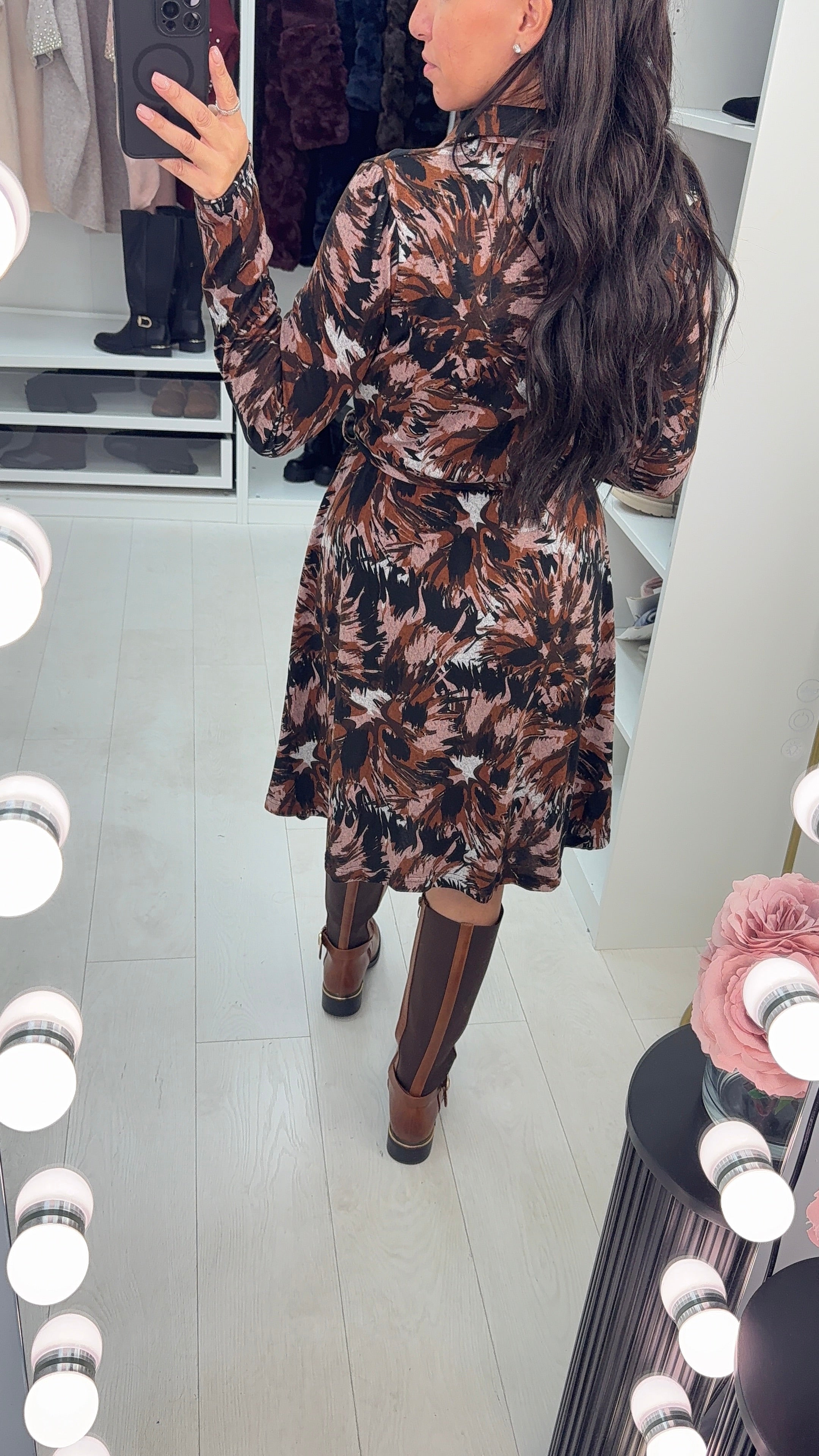 Farron Abstract Print Button Front Dress