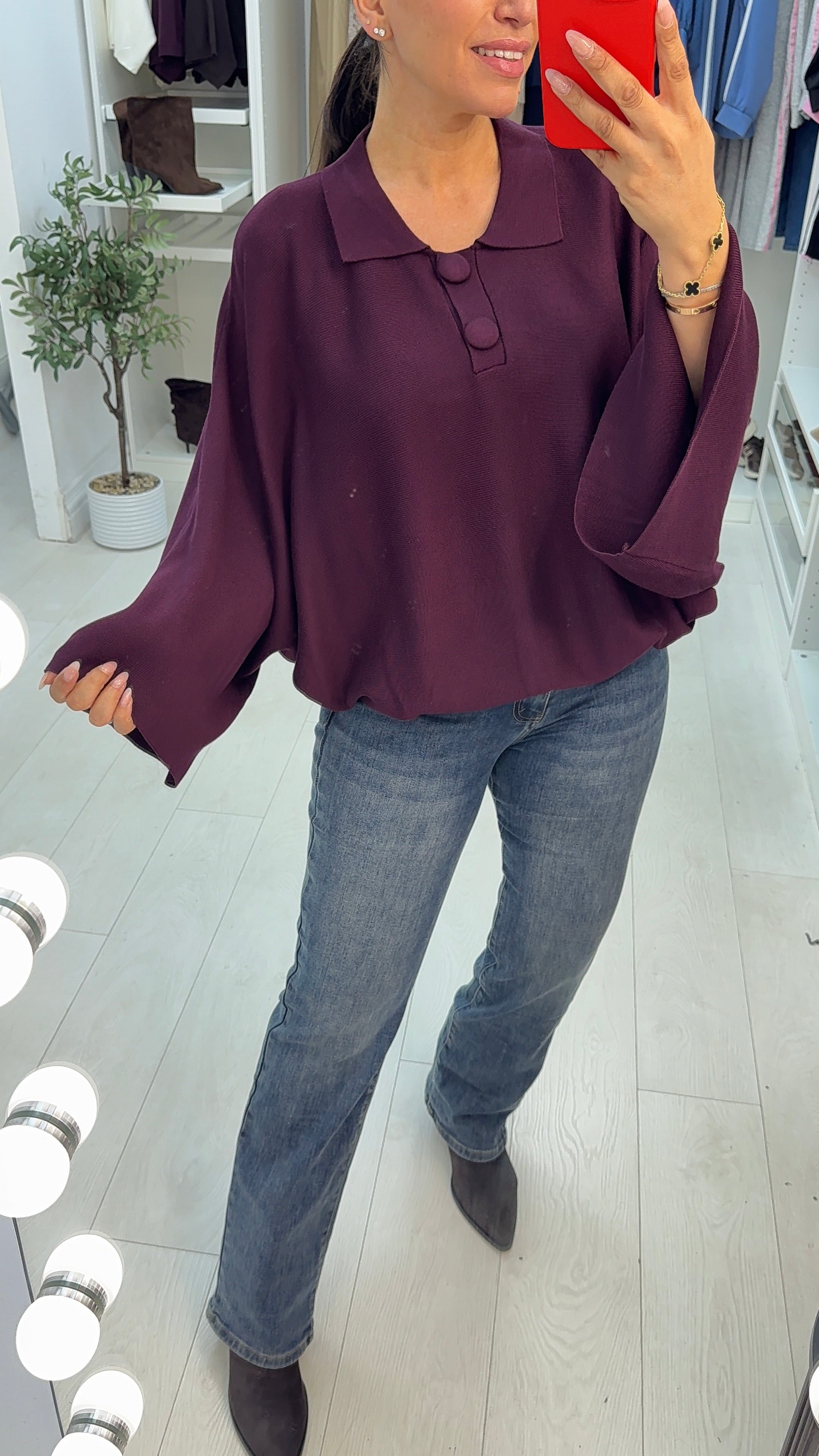 Saliana Plain Bubble Hem Batwing Jumper