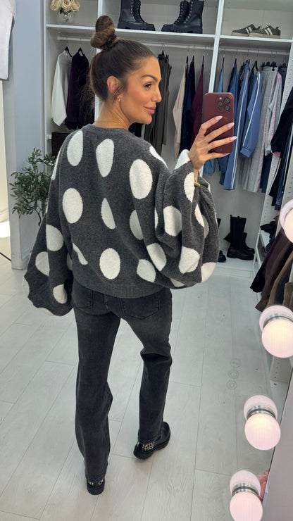 Sylvia Polka Dot Loose Fit Batwing Jumper