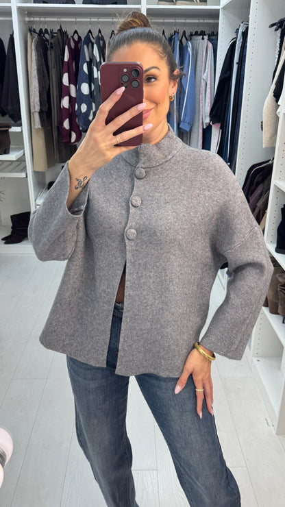Xavia Plain High Neck Cardigan