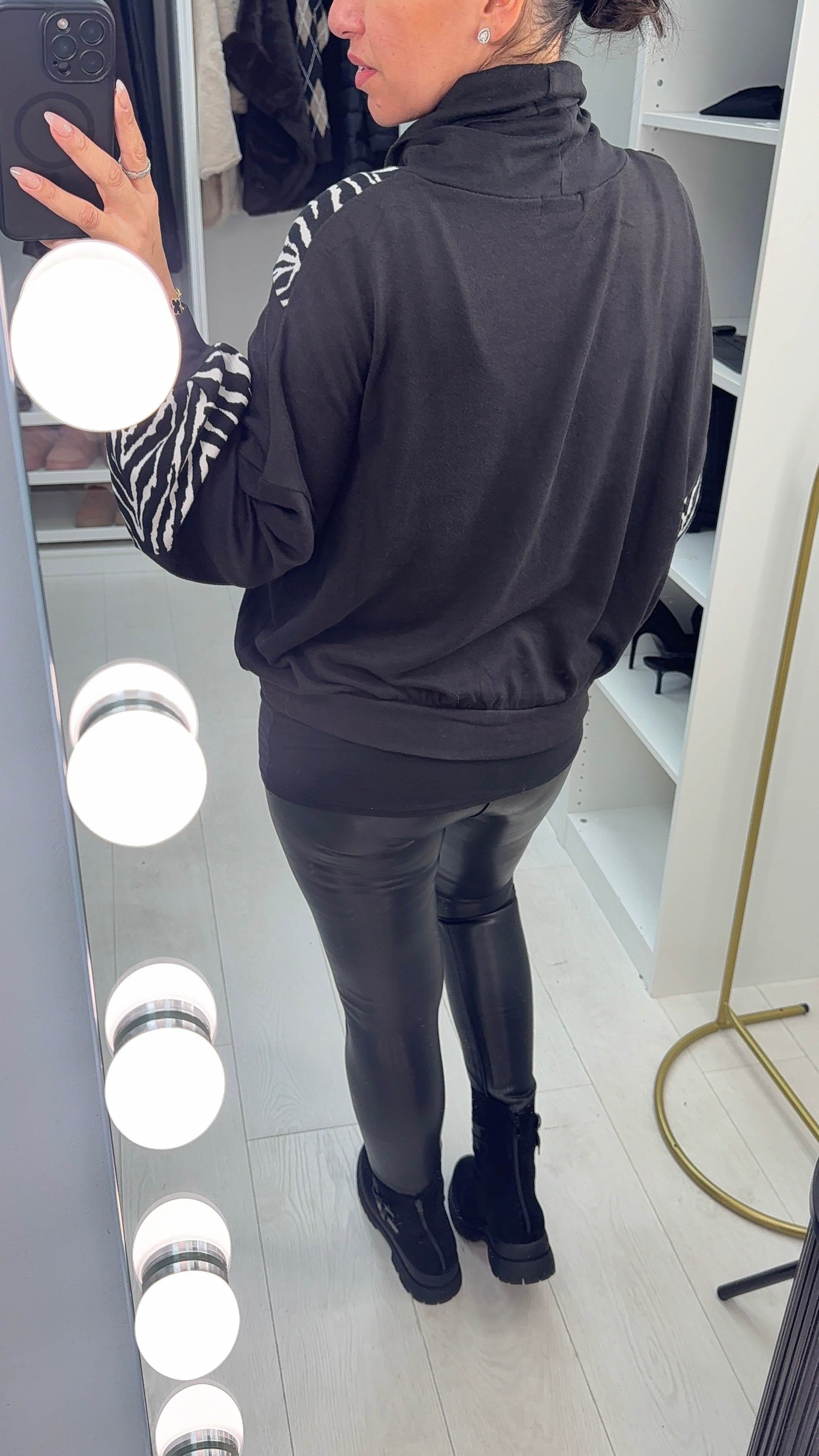 Elice Zebra Print Cowl Neck Loose Fit Jumper