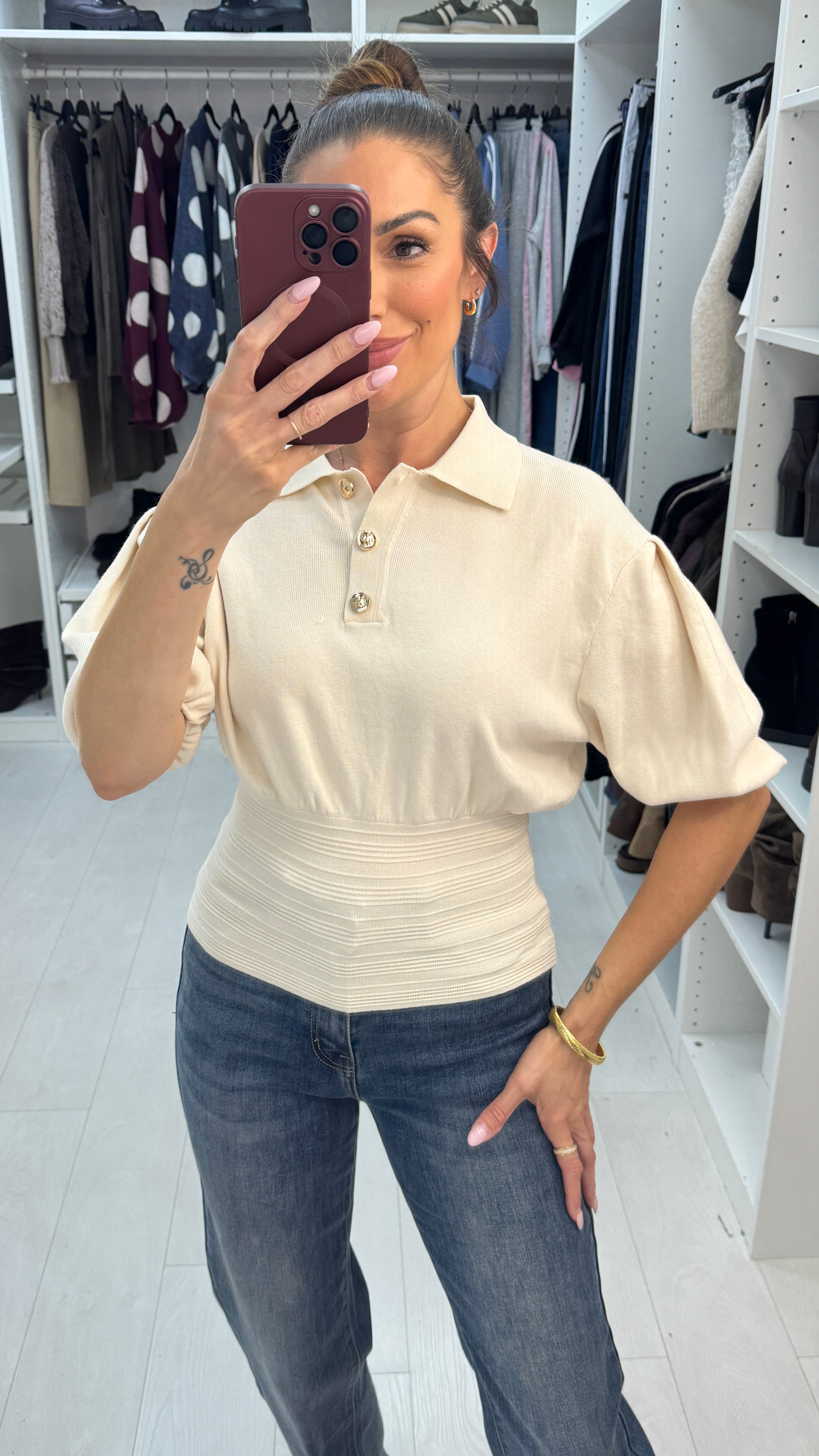 Maple Cinched Waist Knit Top