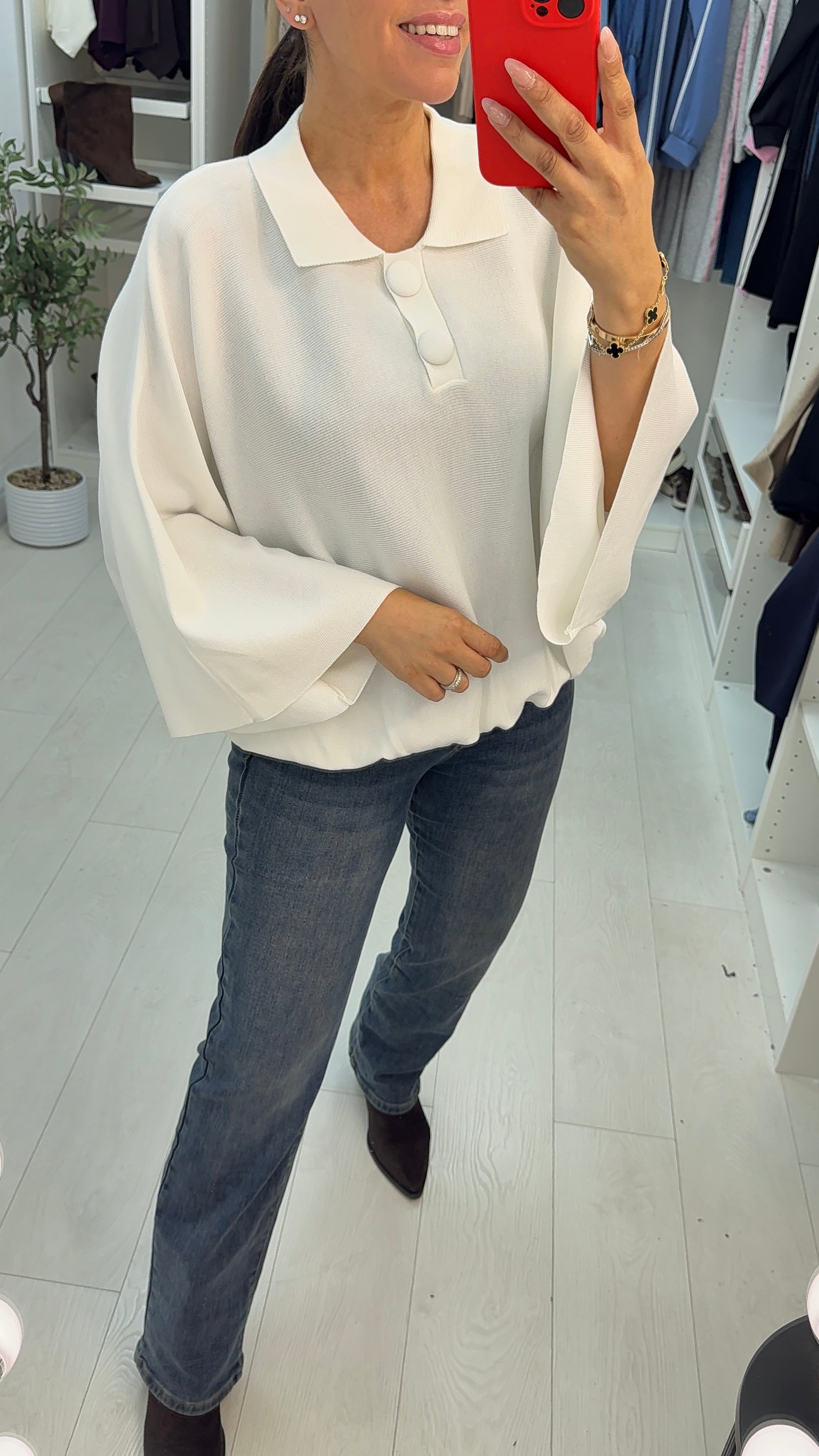 Saliana Plain Bubble Hem Batwing Jumper