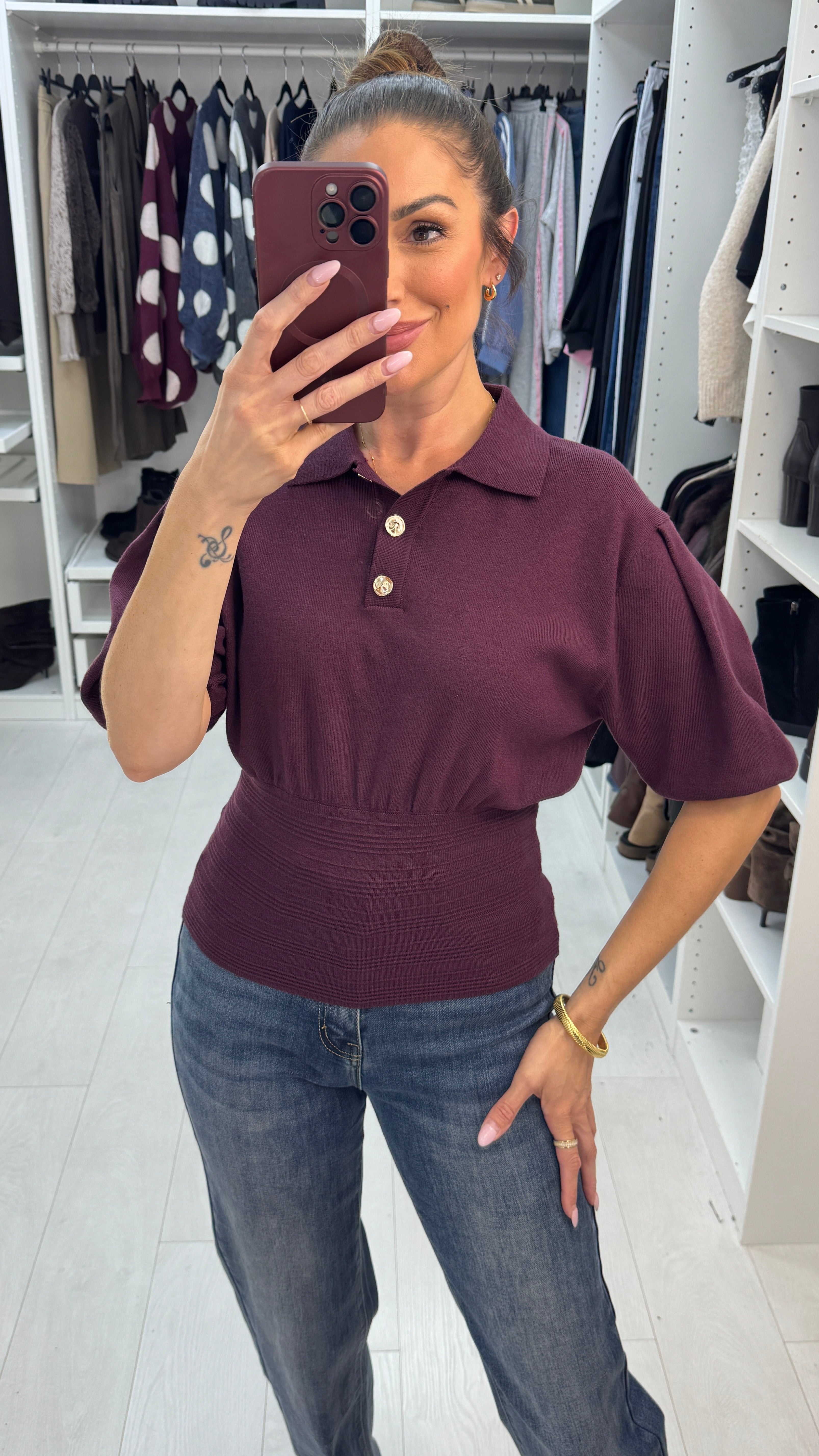 Maple Cinched Waist Knit Top