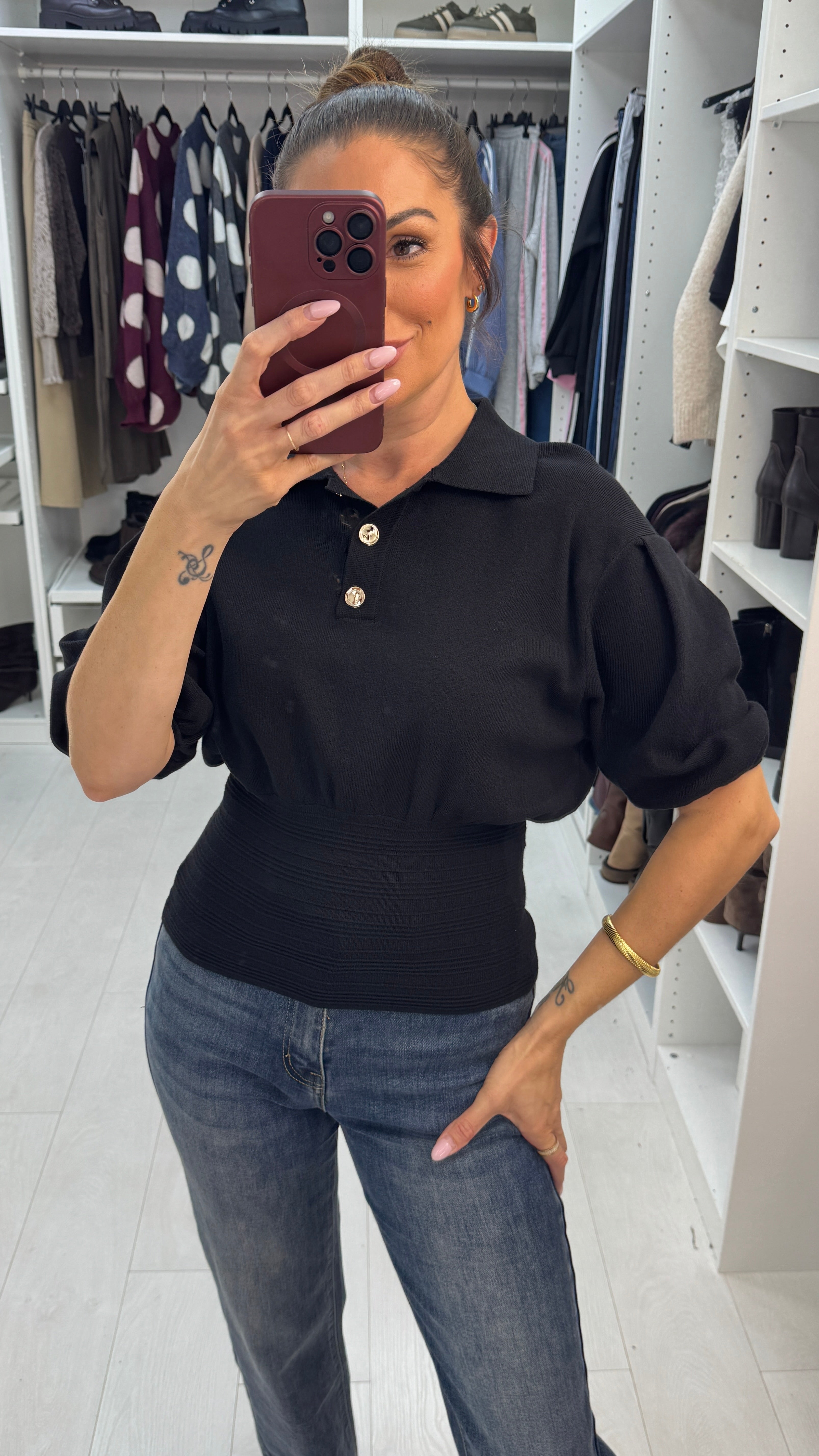 Maple Cinched Waist Knit Top
