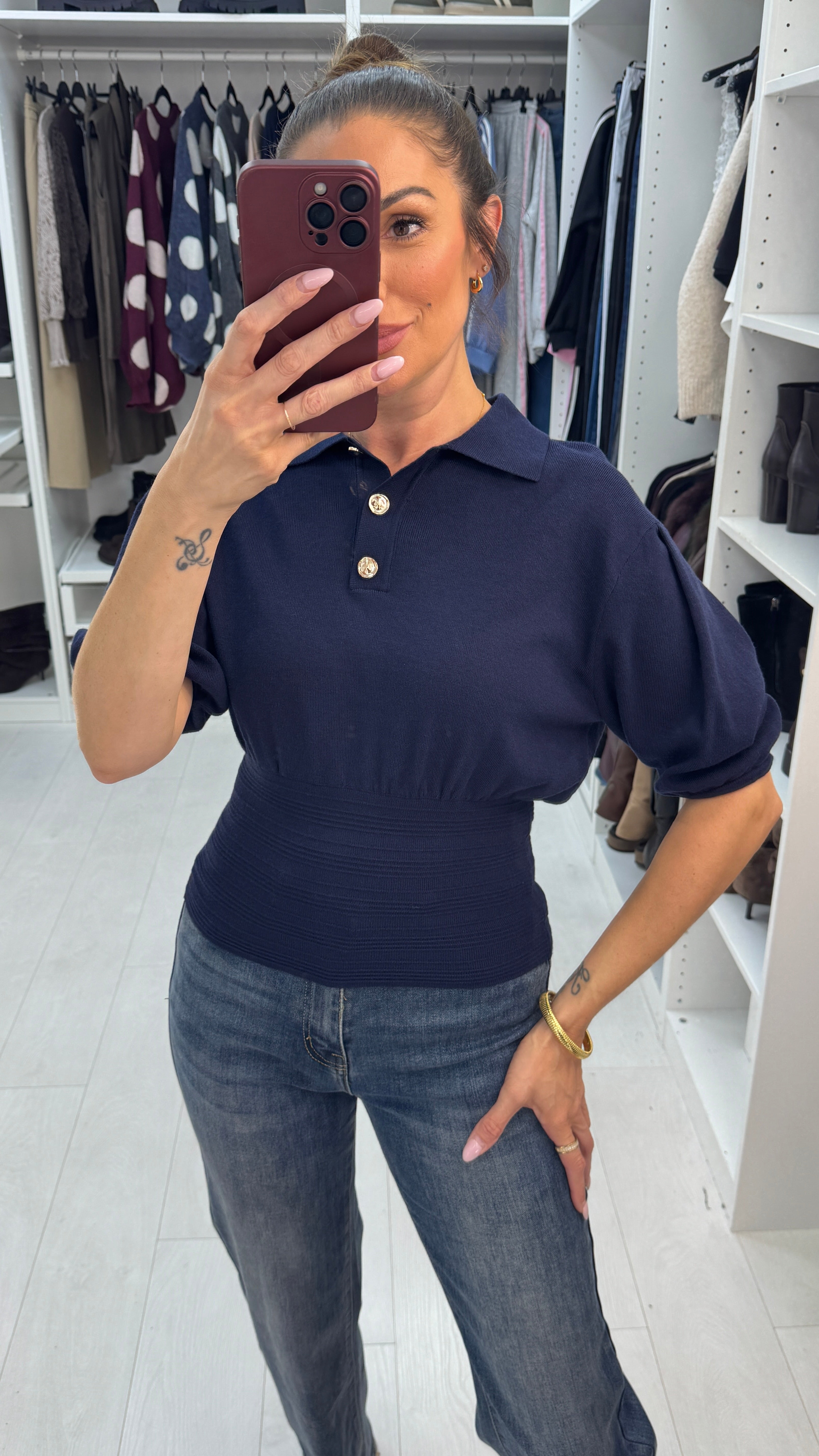 Maple Cinched Waist Knit Top