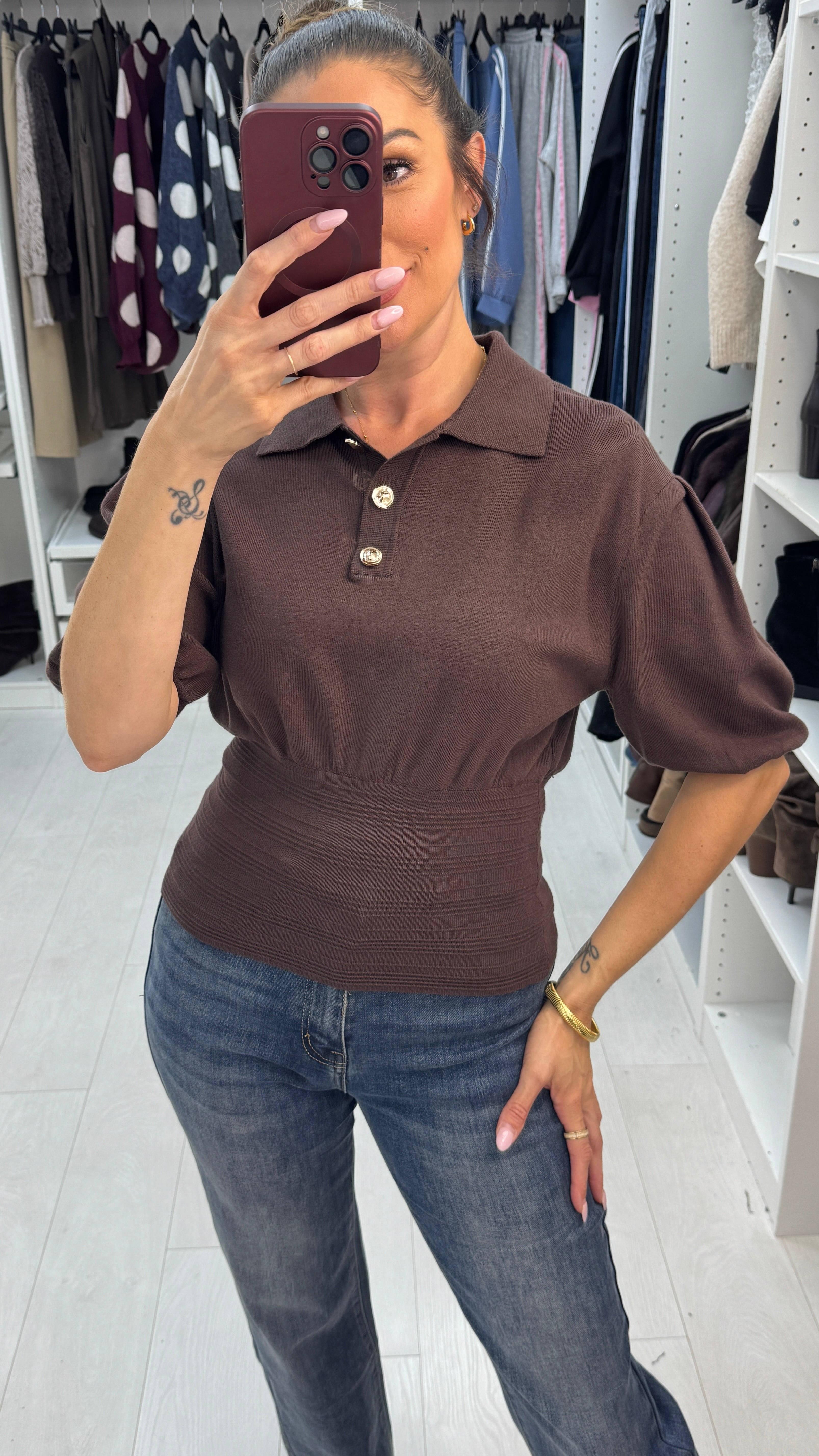 Maple Cinched Waist Knit Top