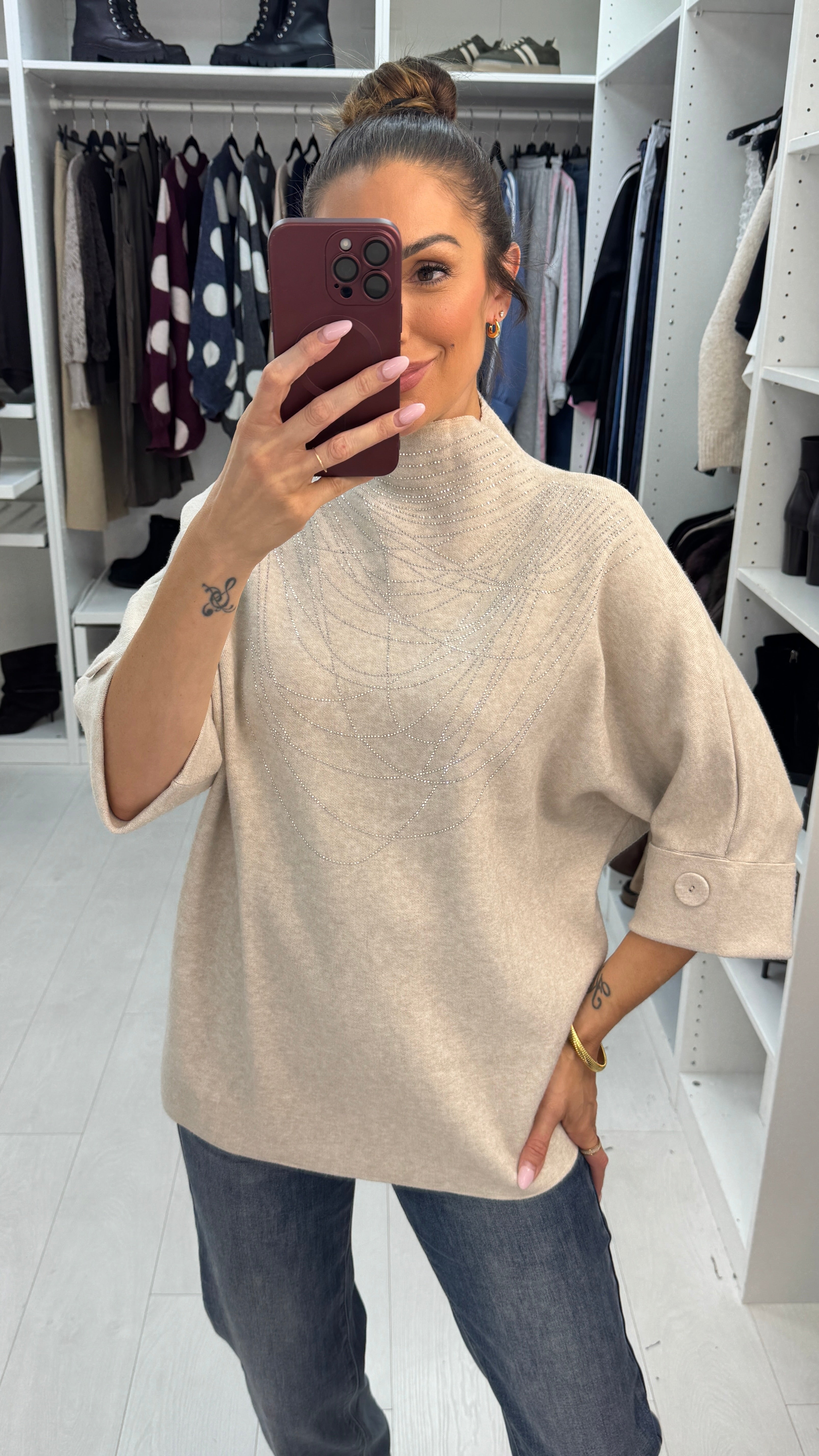 Berkley Embellished High Neck Jumper