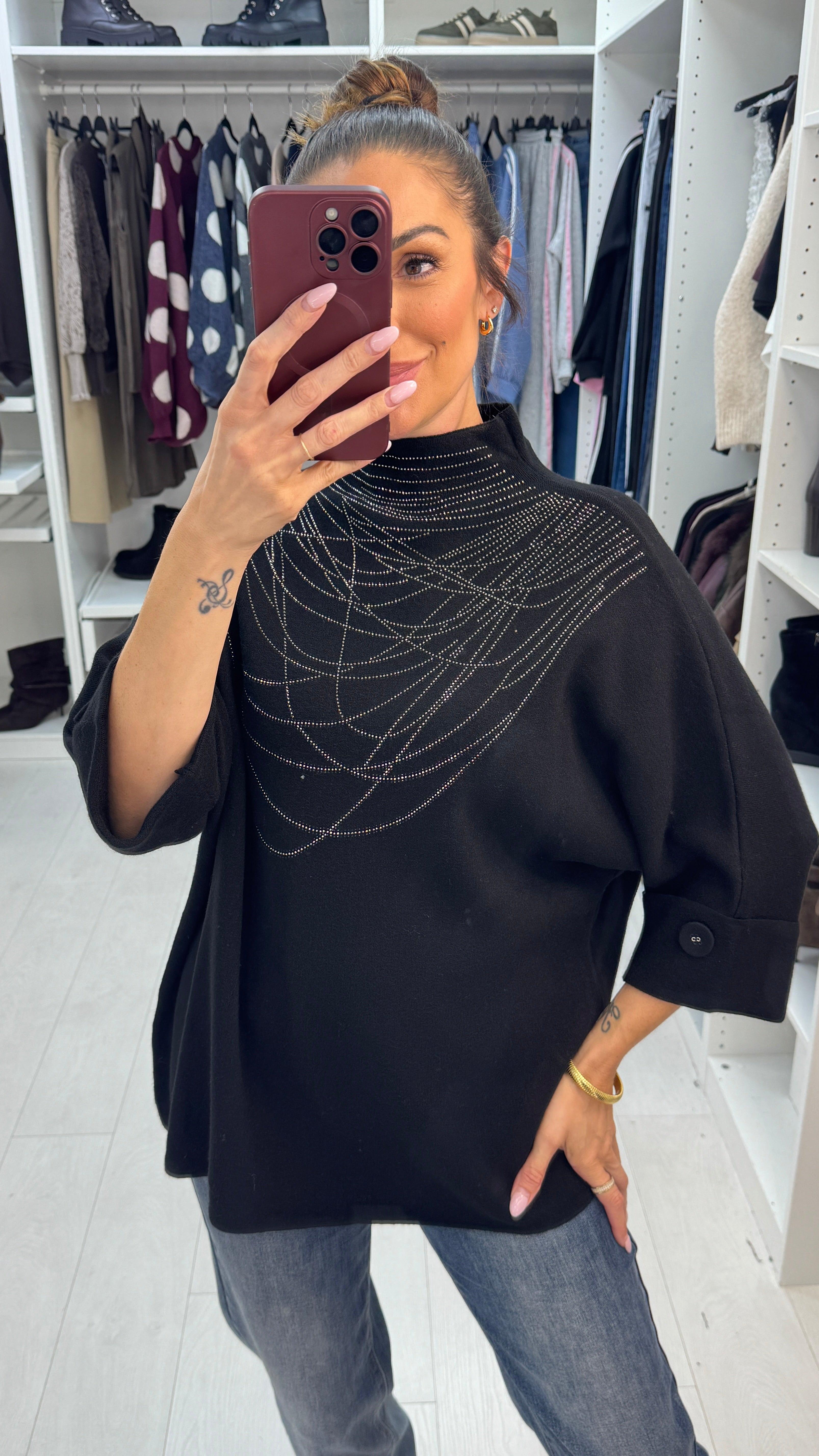 Berkley Embellished High Neck Jumper