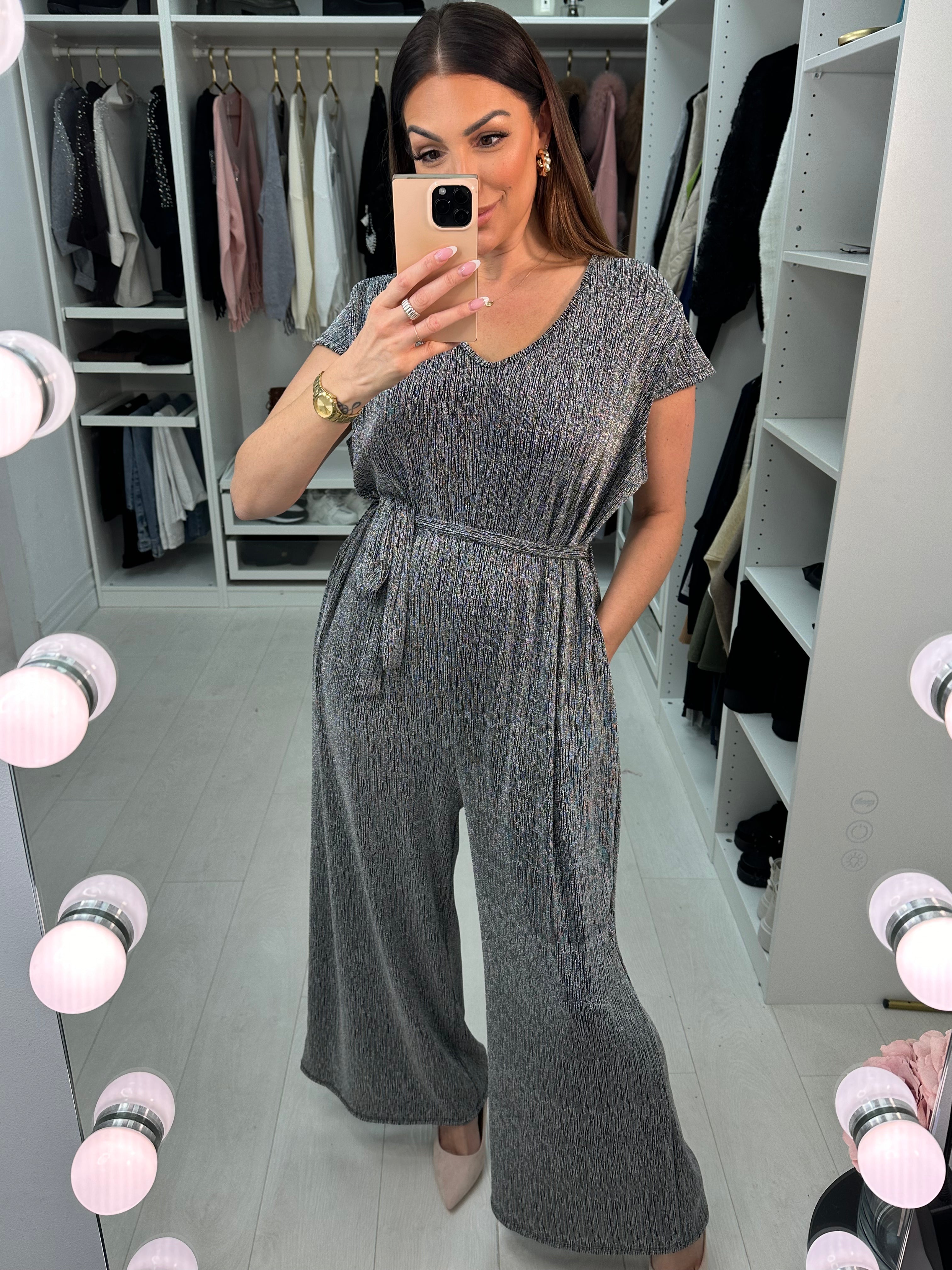 Darianna Lurex Tie Waist Jumpsuit