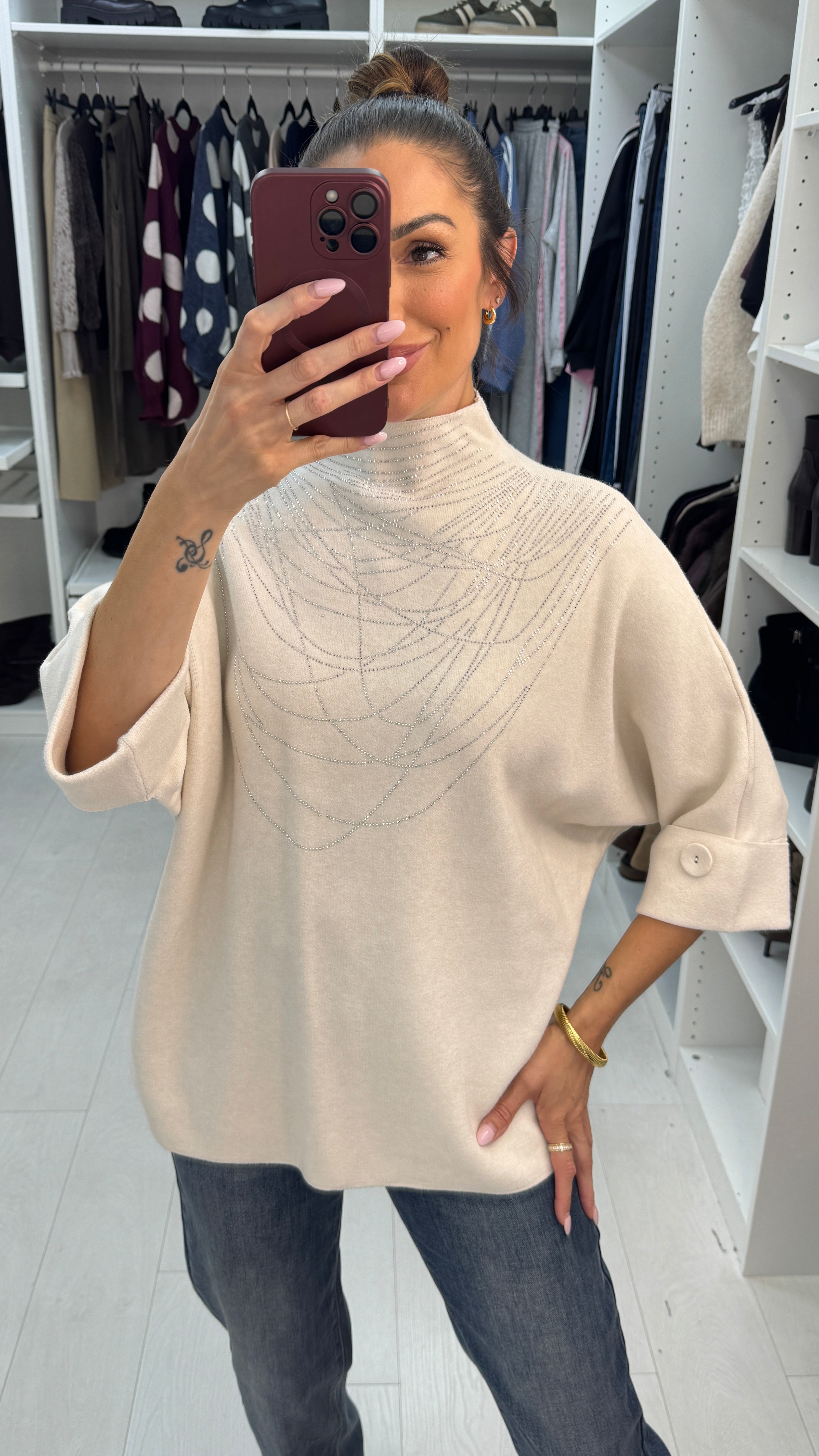 Berkley Embellished High Neck Jumper