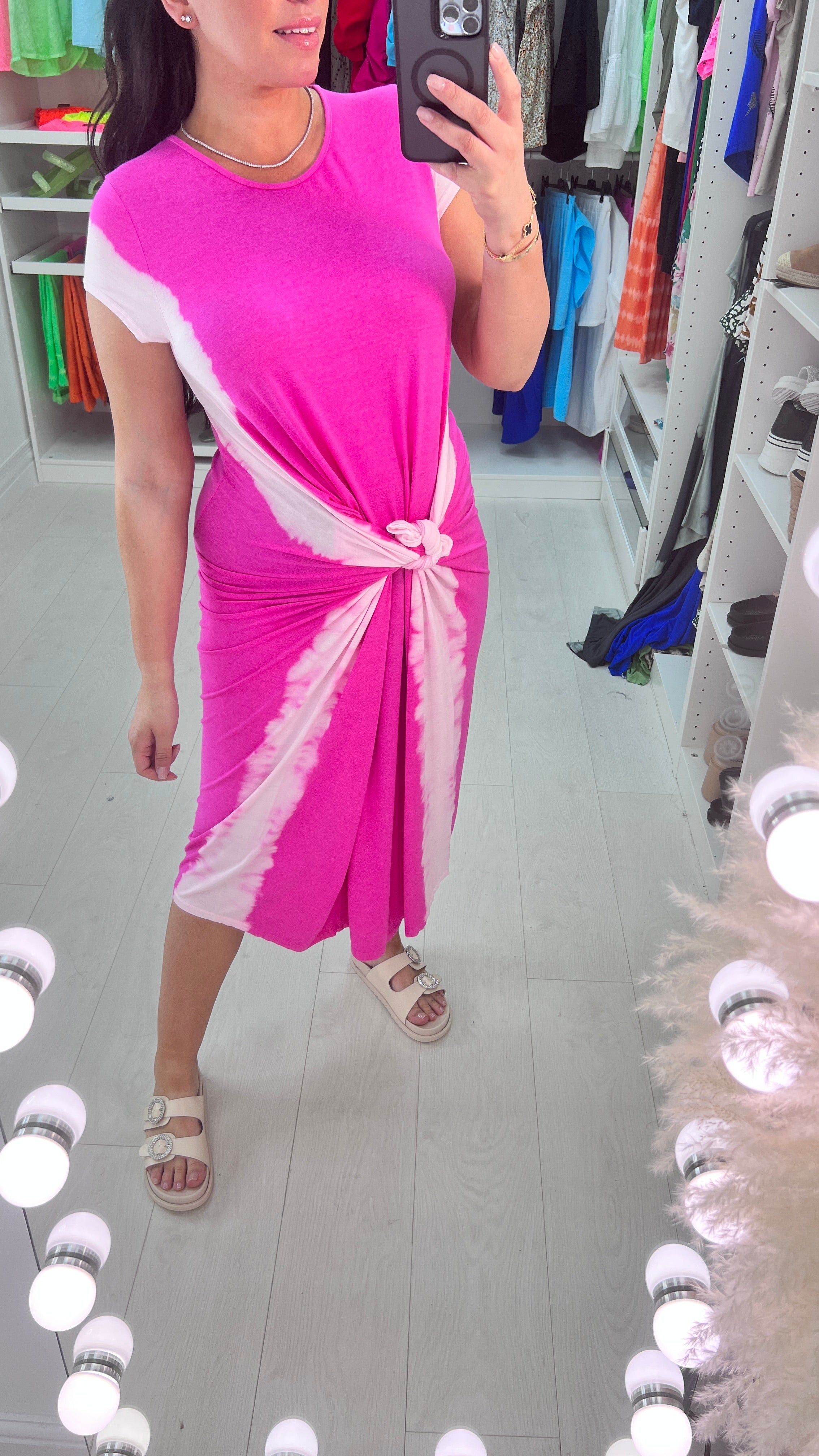 Mooma Oversized Tie Dye Drape Side Knot Dress