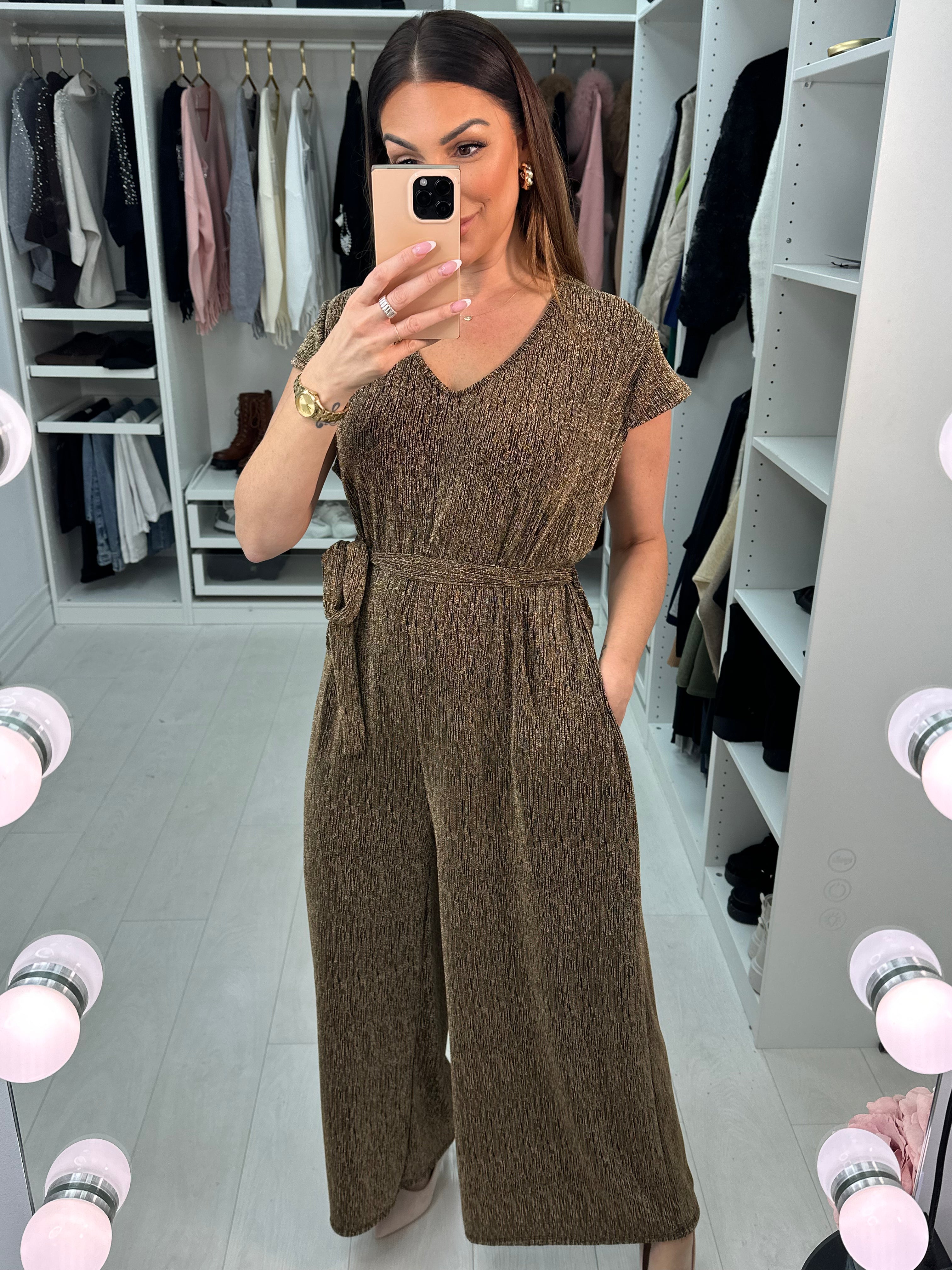 Darianna Lurex Tie Waist Jumpsuit