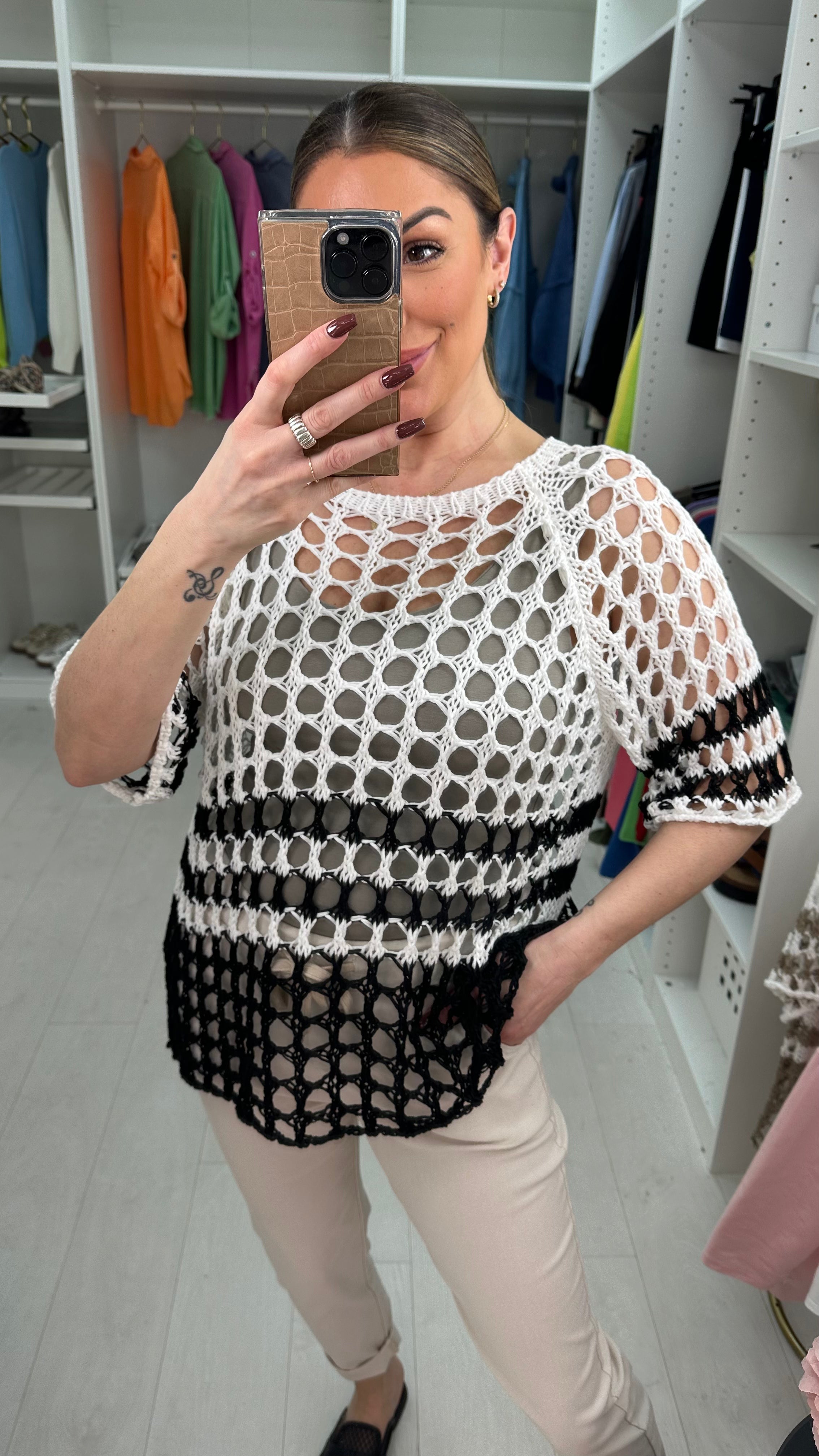 Maureen Colour Block Crochet Top