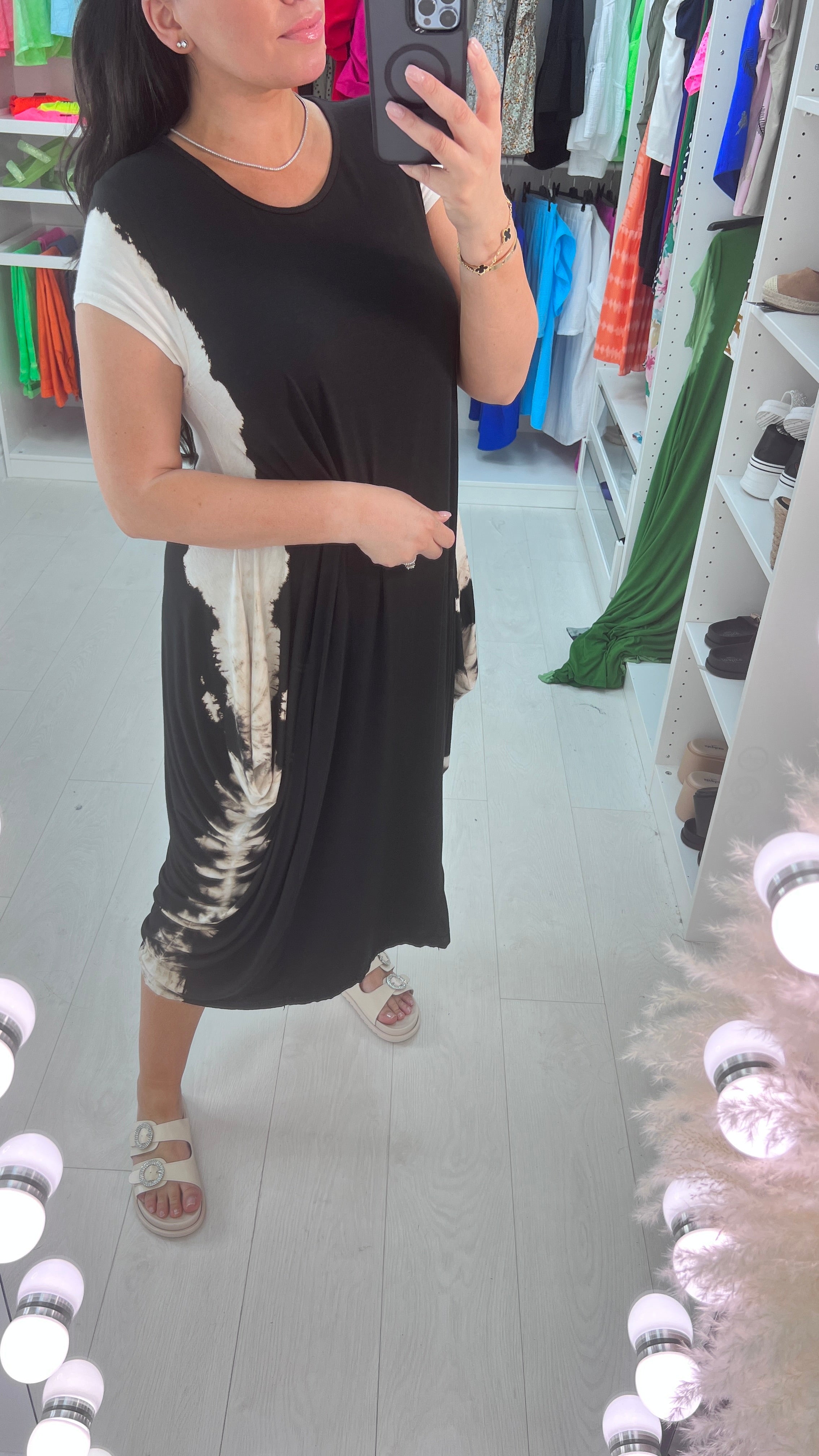 Mooma Oversized Tie Dye Drape Side Knot Dress