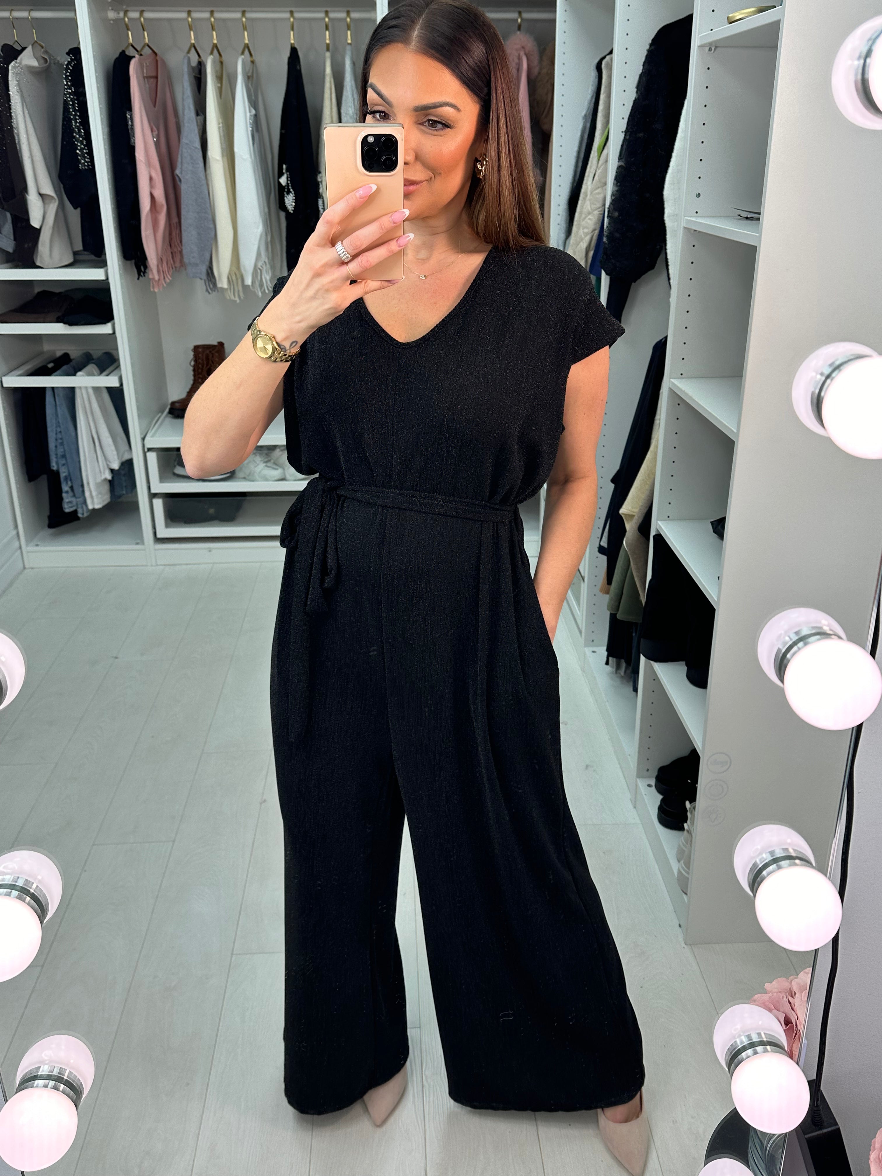 Darianna Lurex Tie Waist Jumpsuit