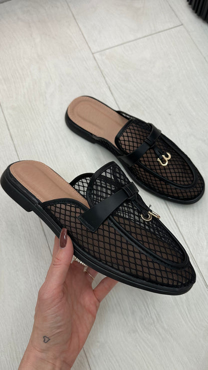 Millie Faux Leather Trimmed Slip-On Mule