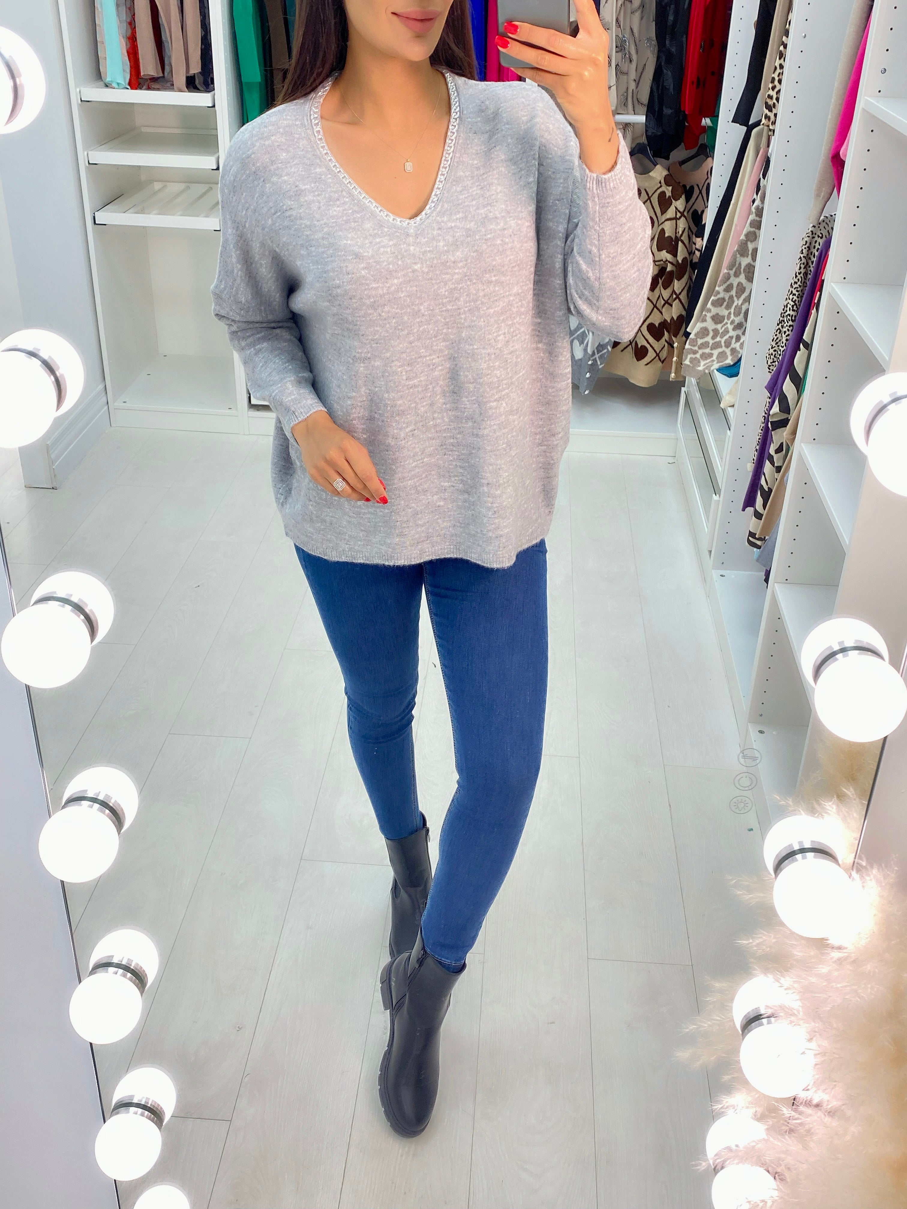 Mabel Chain Neckline Soft Knit Jumper