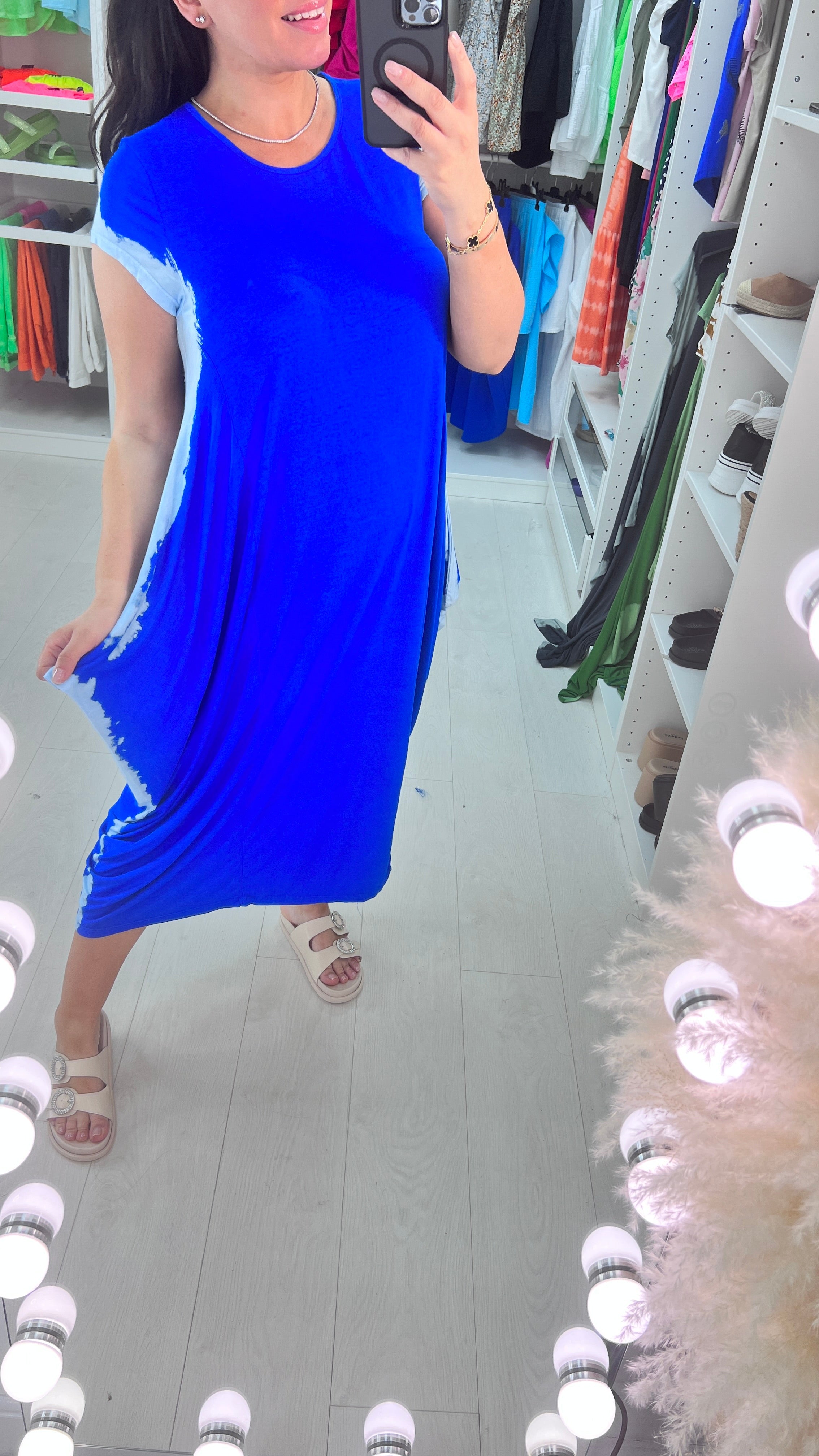 Mooma Oversized Tie Dye Drape Side Knot Dress